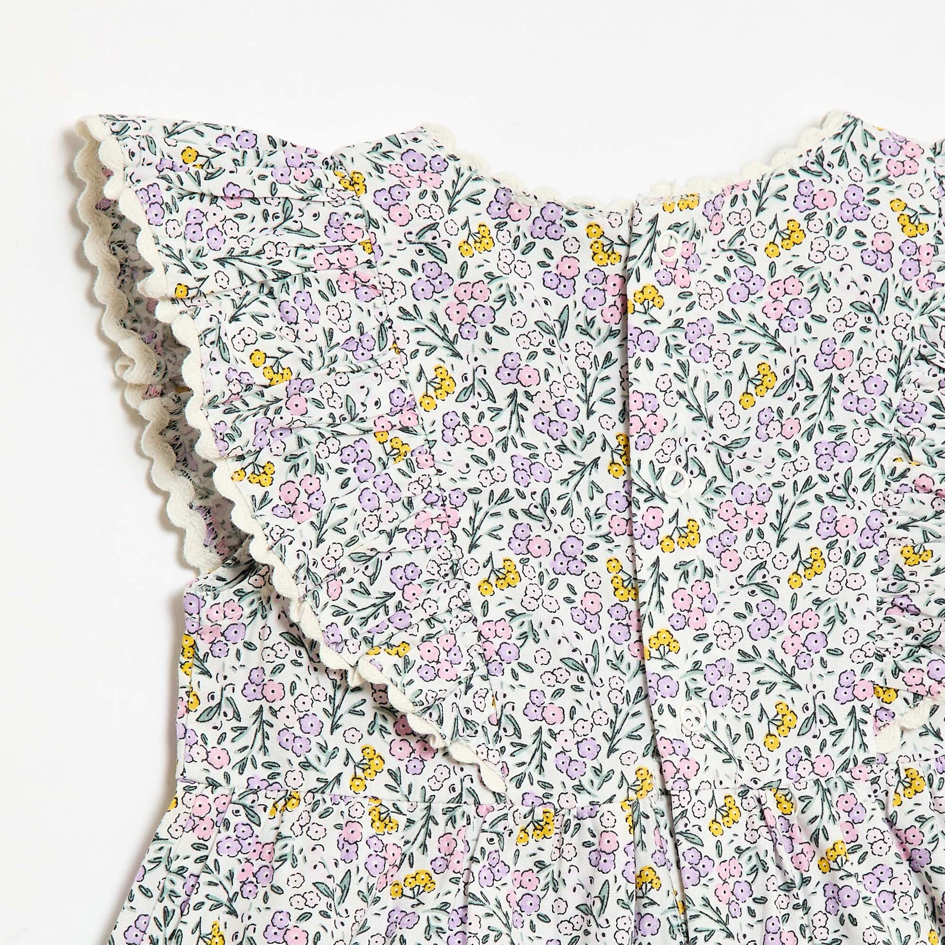 Short-Sleeve Ruffle Dress WHITE