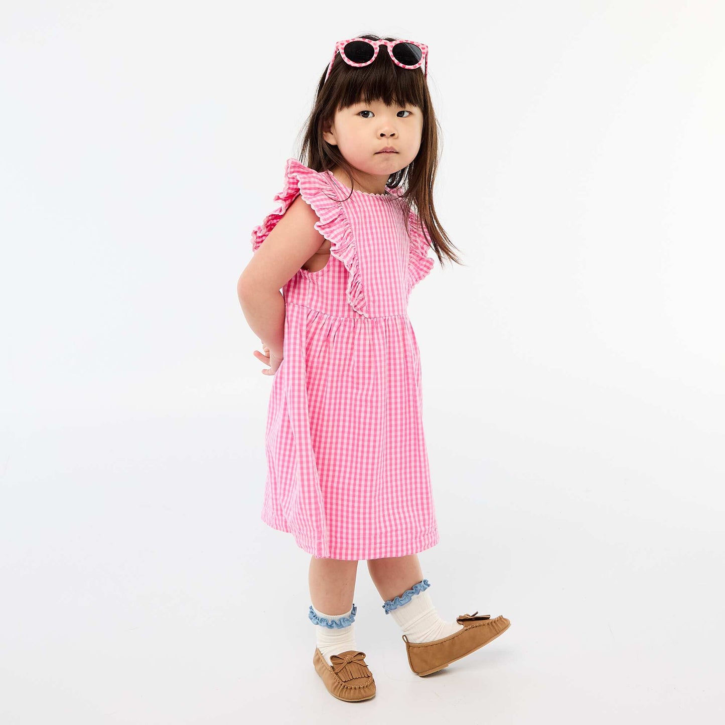 Short-Sleeved Ruffle Dress PINK