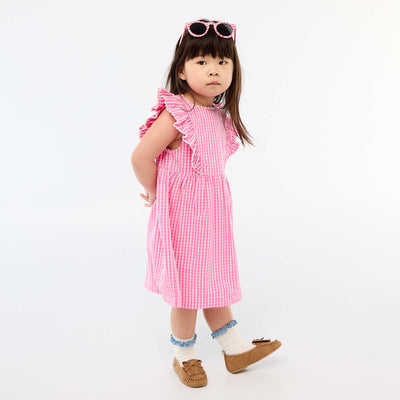 Short-Sleeved Ruffle Dress PINK
