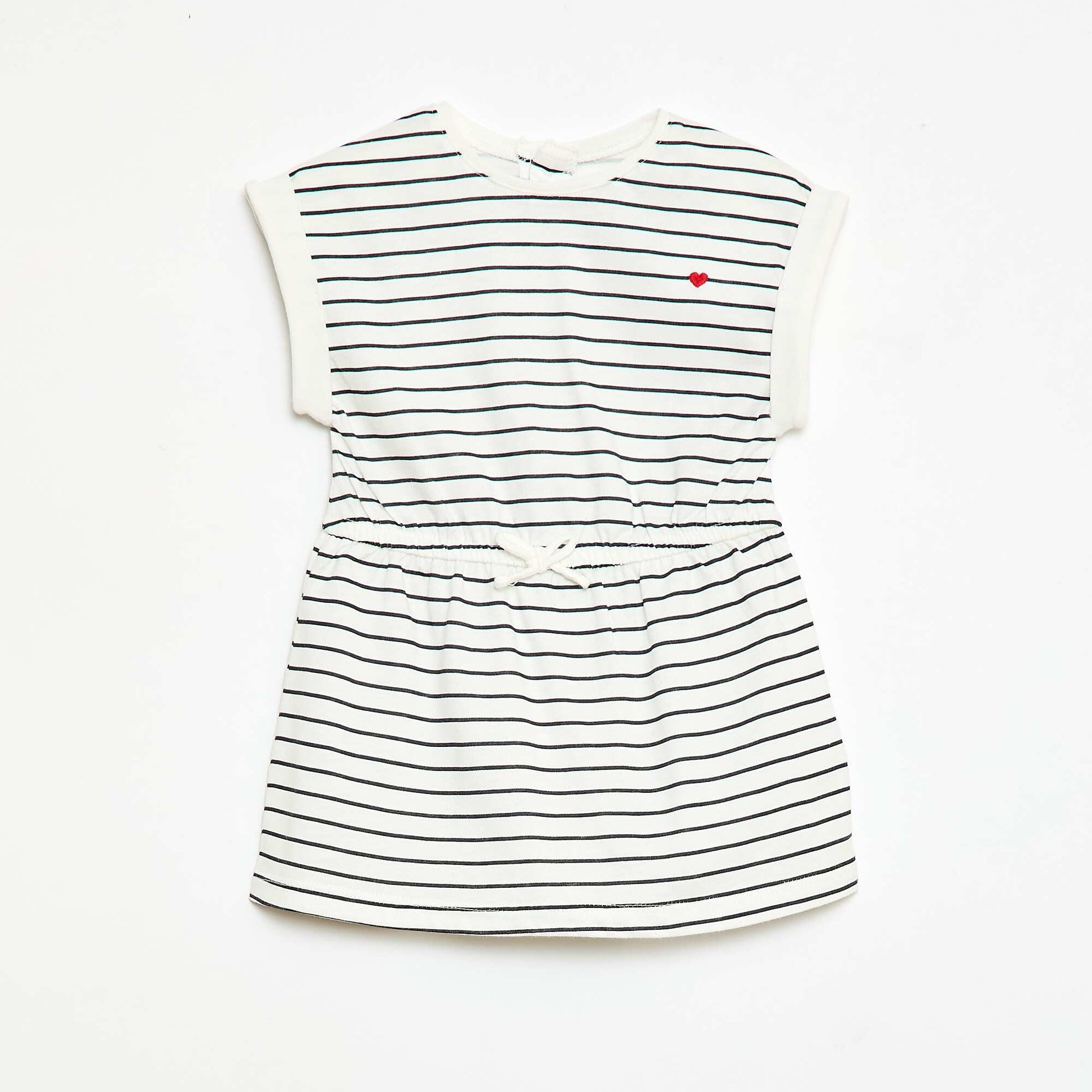 Short-Sleeved Cotton Jersey Dress WHITE