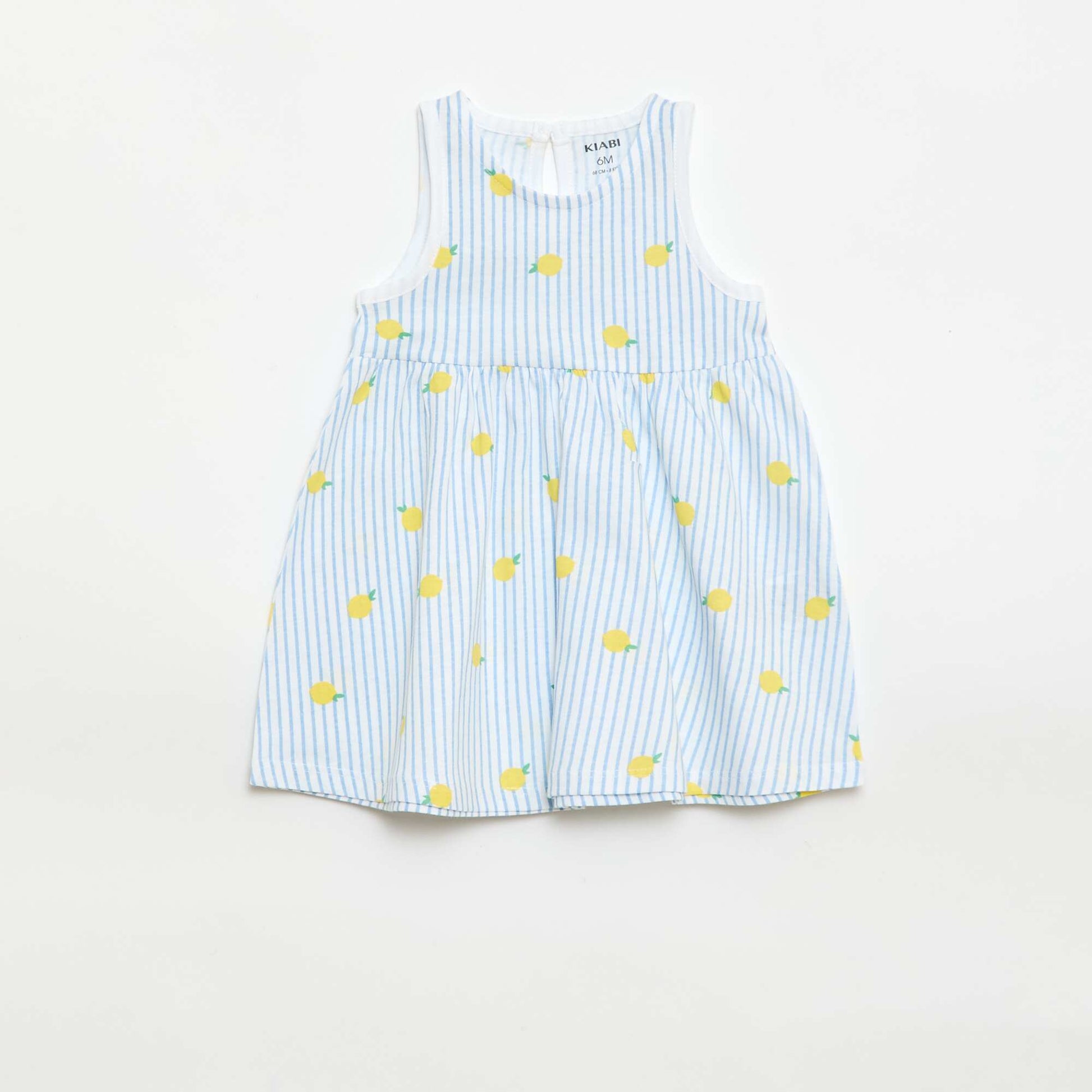 Sleeveless dress with message BLUE