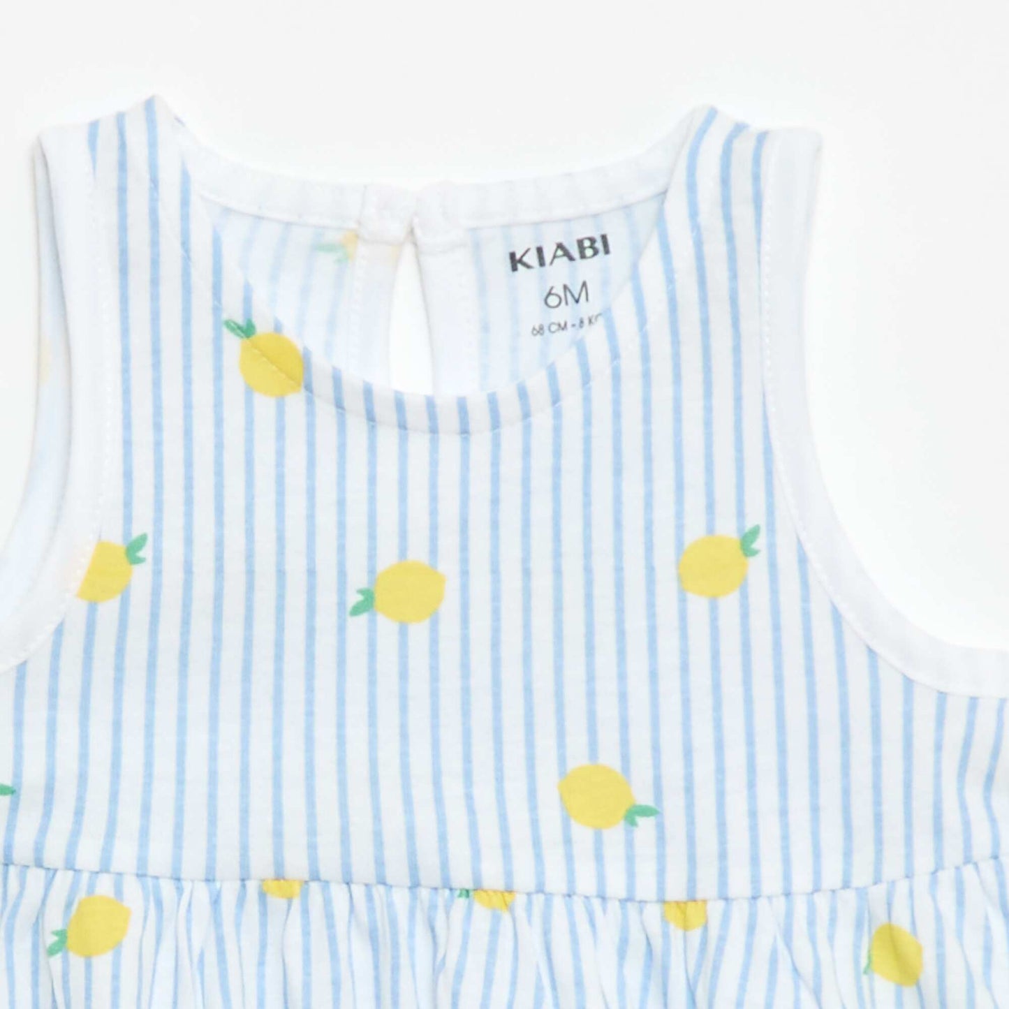 Sleeveless dress with message BLUE