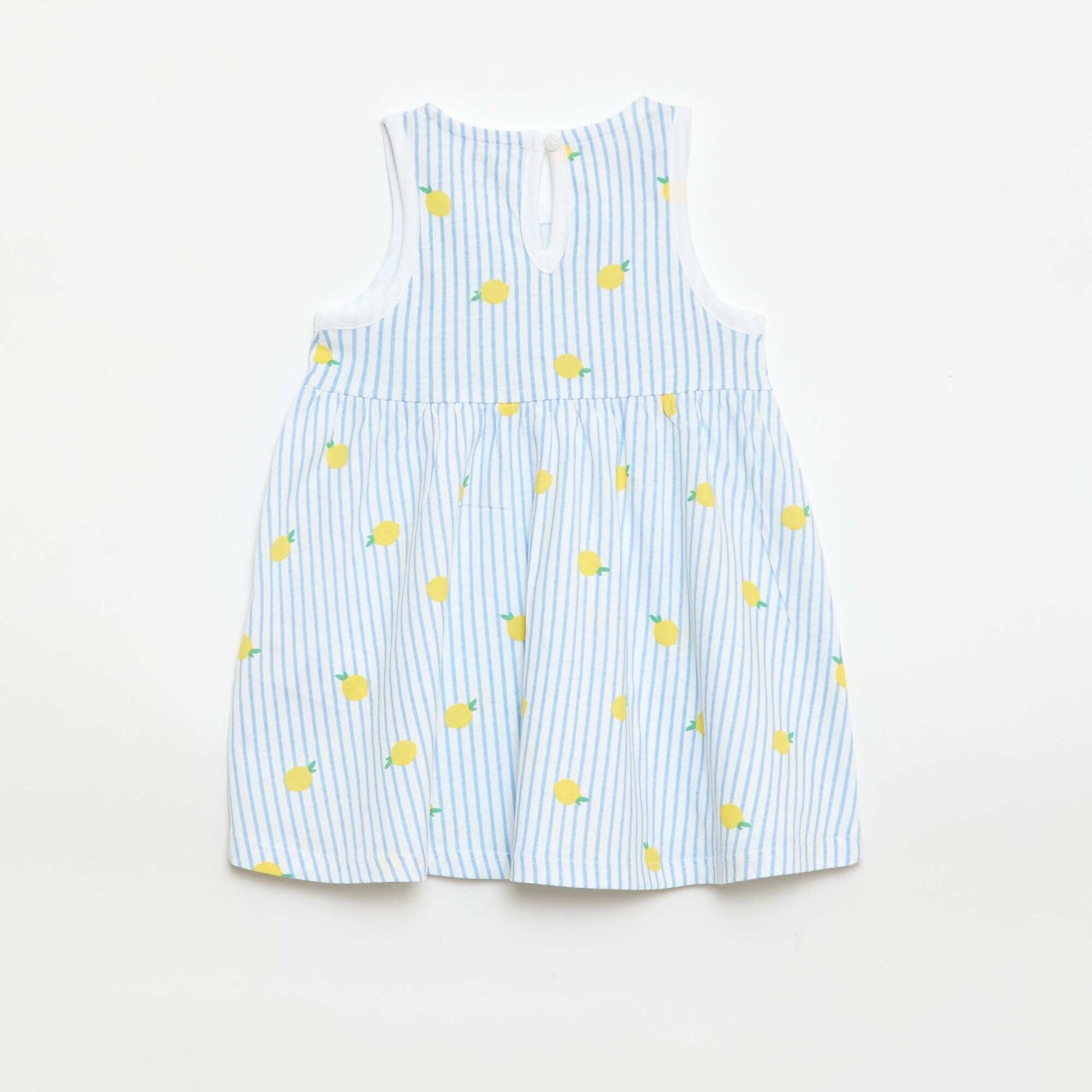 Sleeveless dress with message BLUE