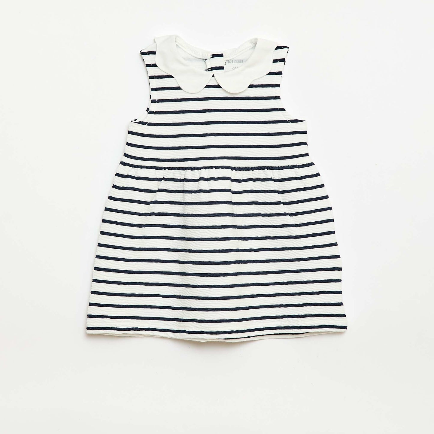 Crinkled knit dress with poplin collar WHITE