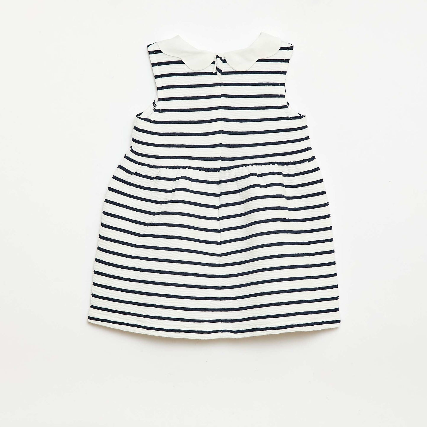 Crinkled knit dress with poplin collar WHITE