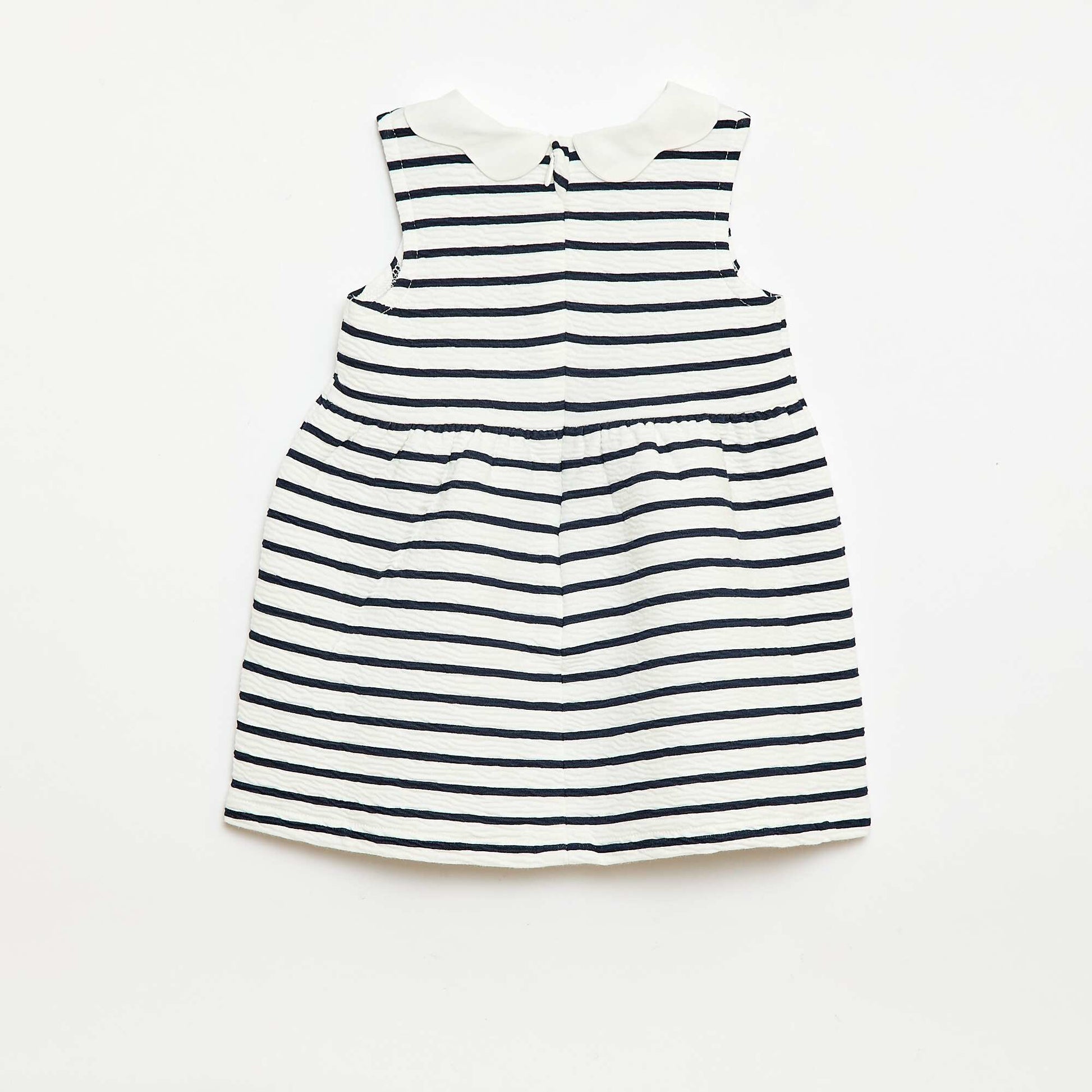 Crinkled knit dress with poplin collar WHITE