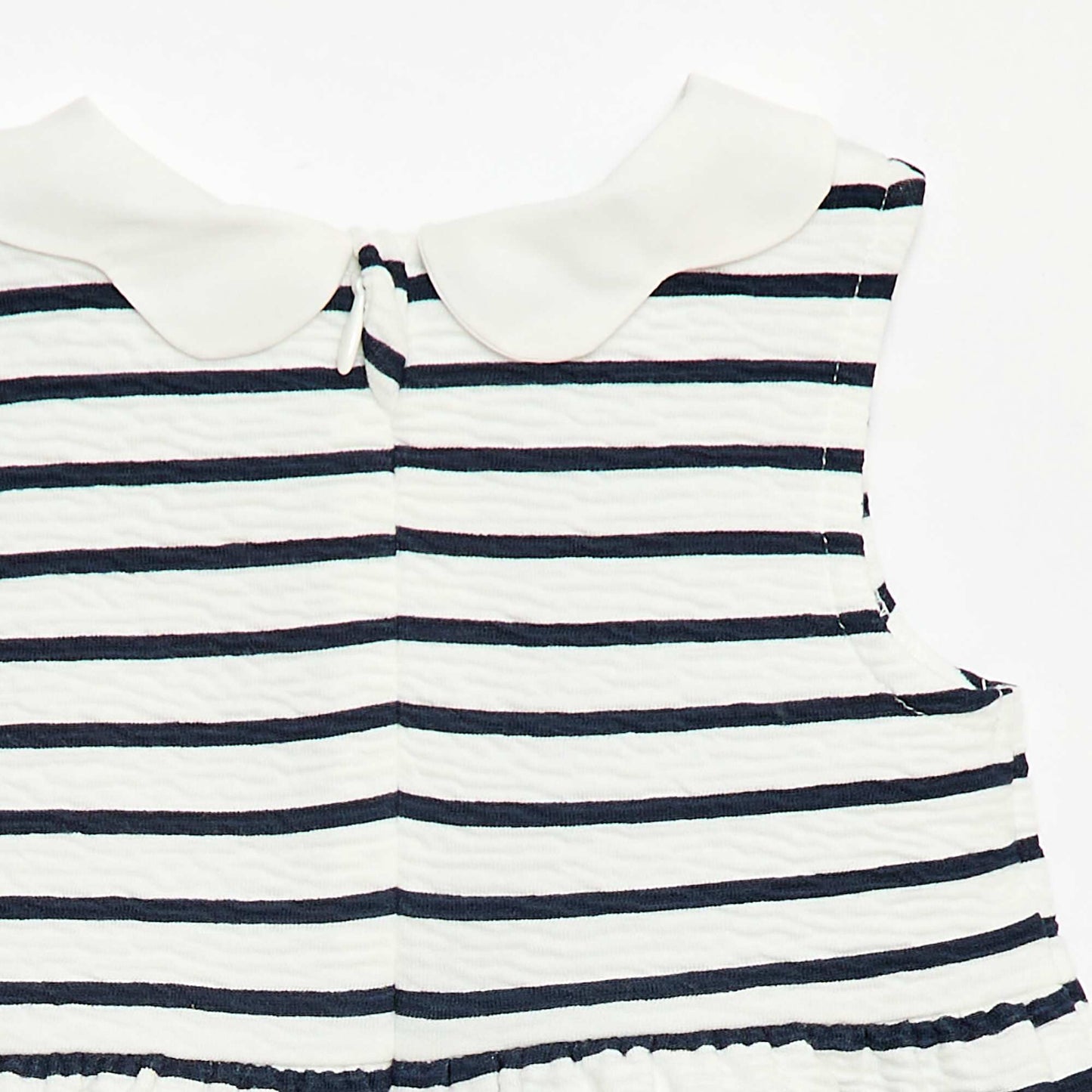 Crinkled knit dress with poplin collar WHITE