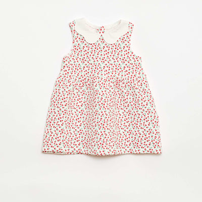 Crinkle-knit dress with poplin collar RED
