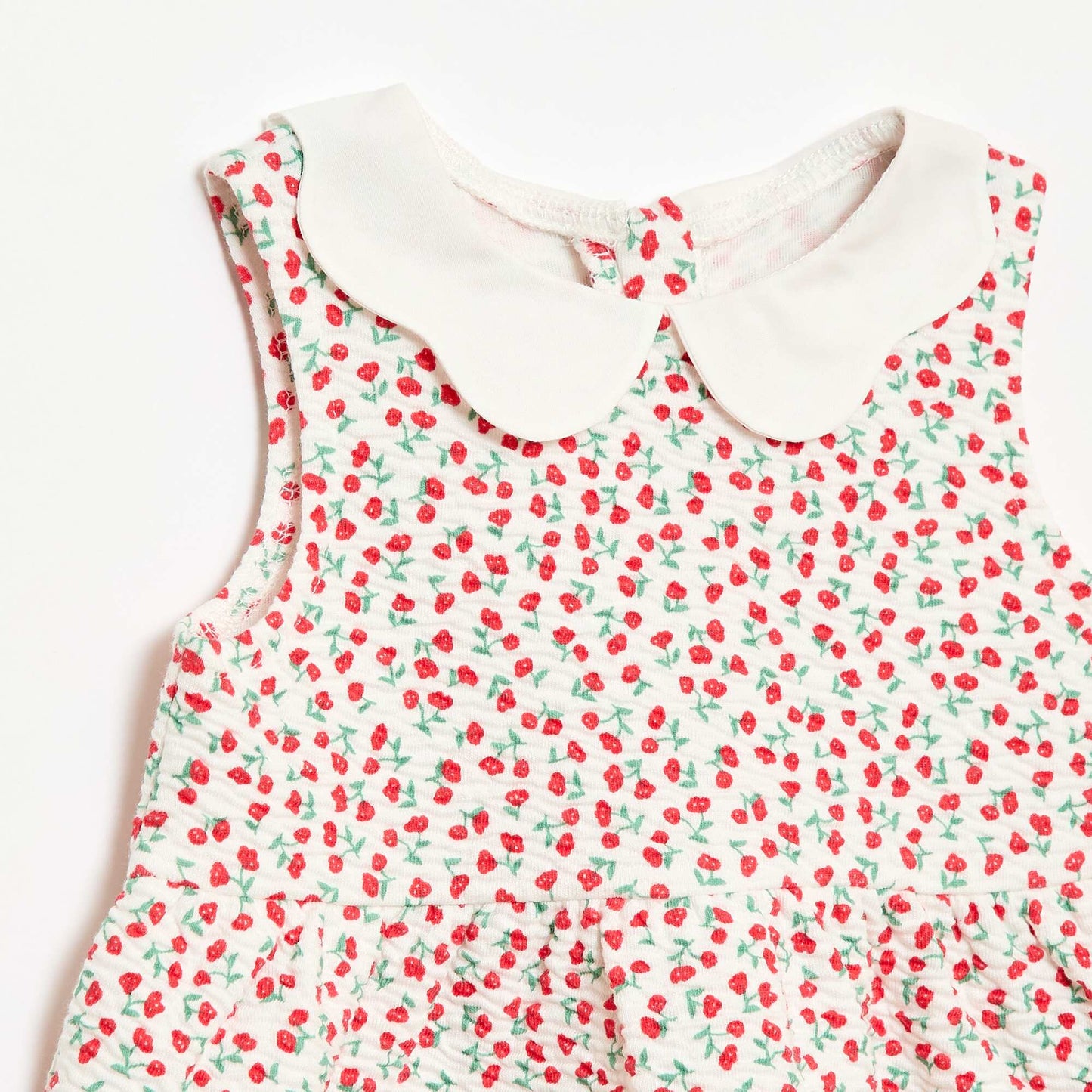 Crinkle-knit dress with poplin collar RED