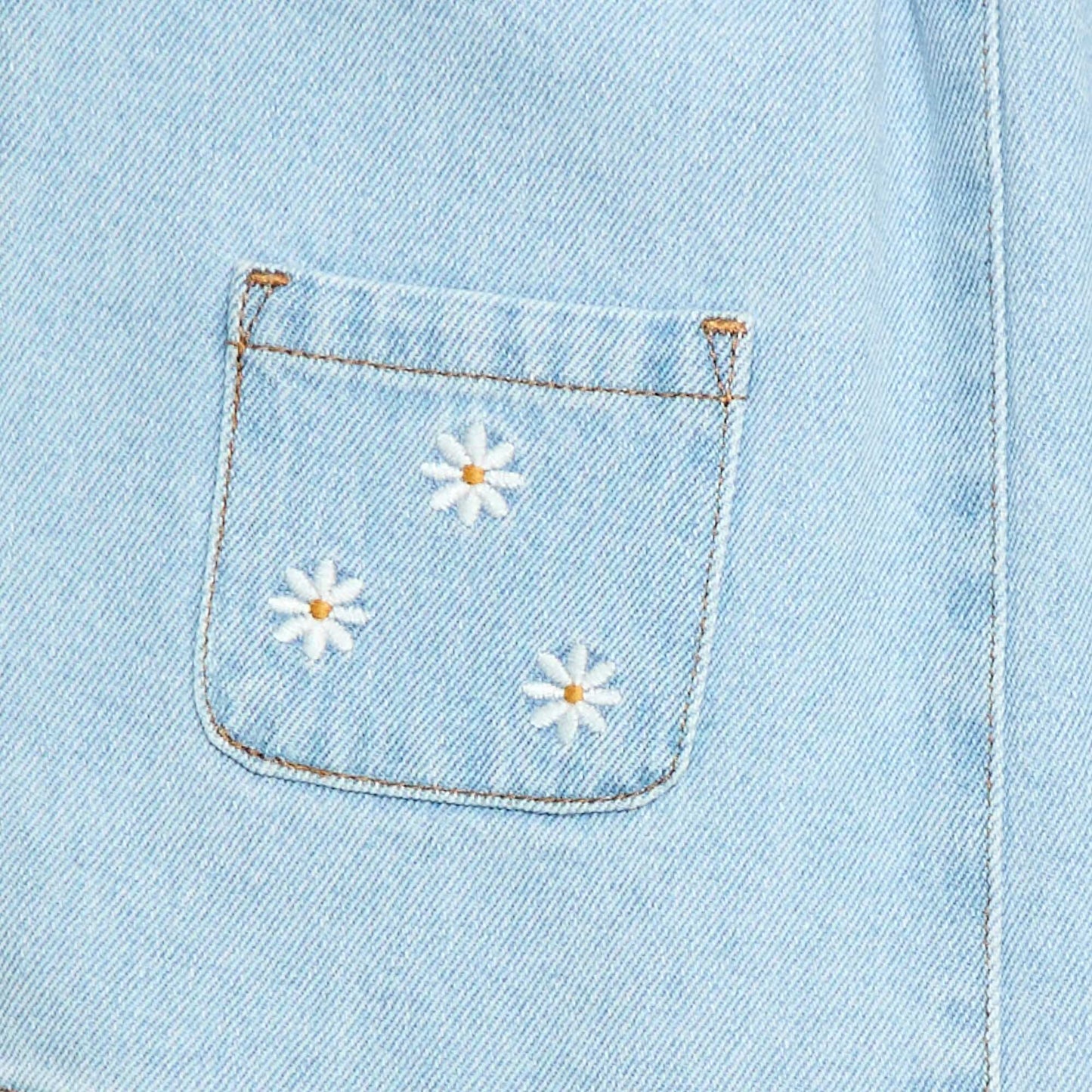Denim Overalls Dress with 2 Front Patch Pockets BLUE
