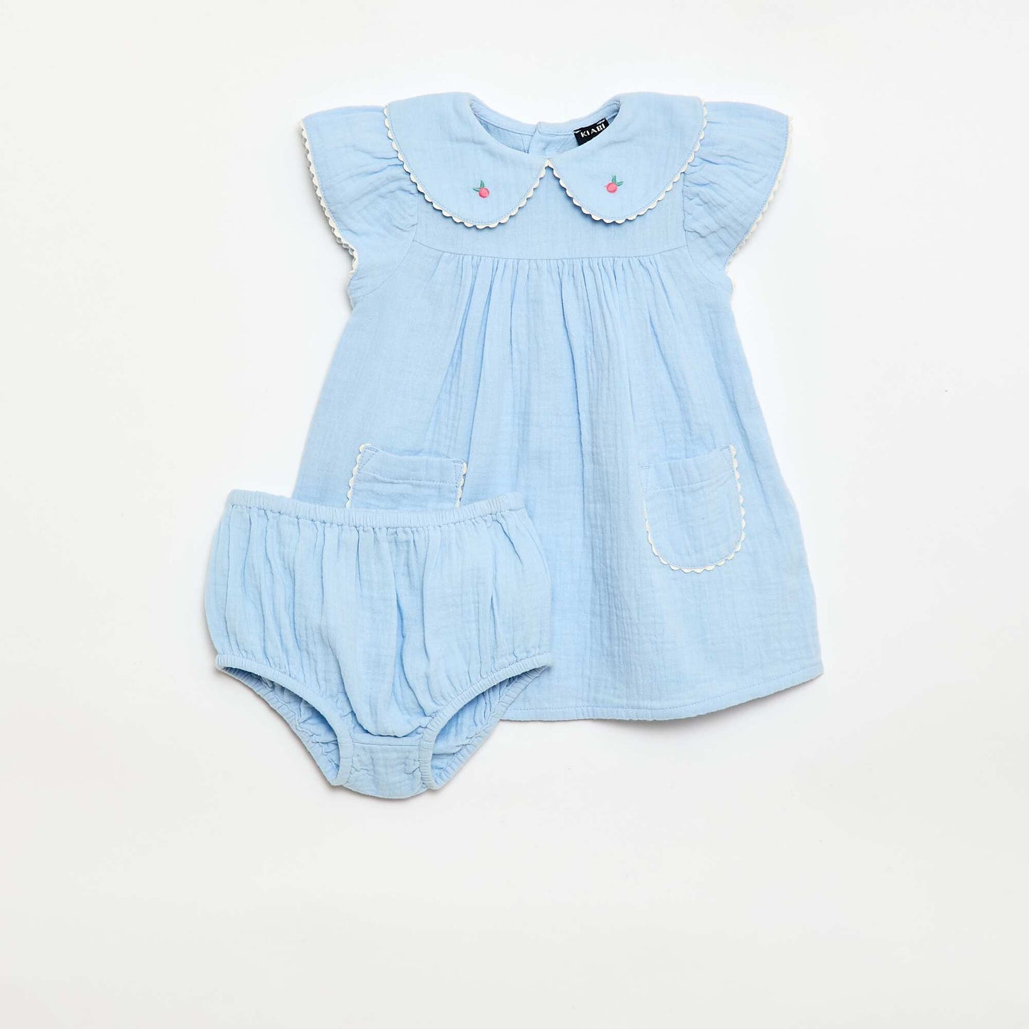 2-piece set - Short-sleeved dress + bloomers BLUE