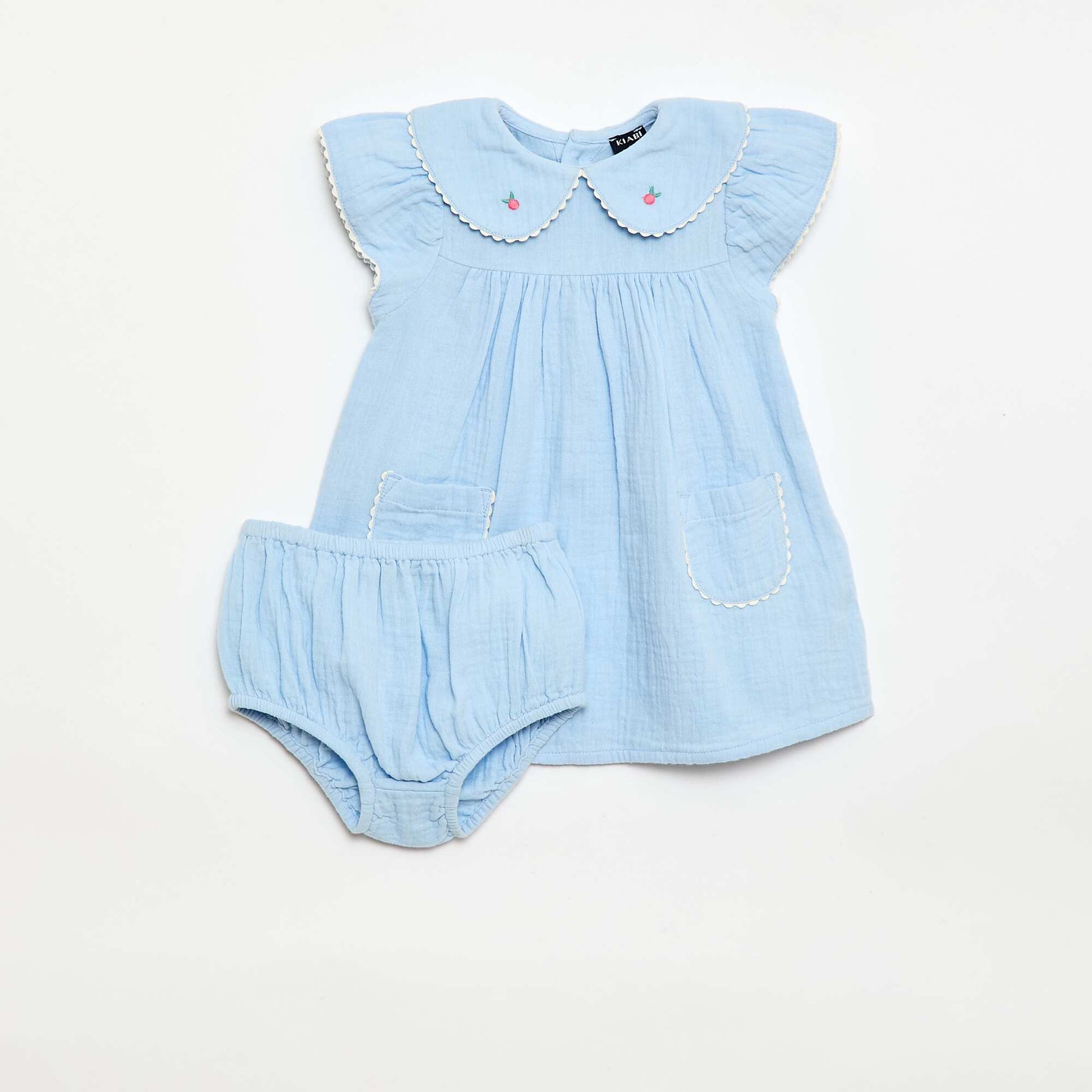 2-piece set - Short-sleeved dress + bloomers BLUE