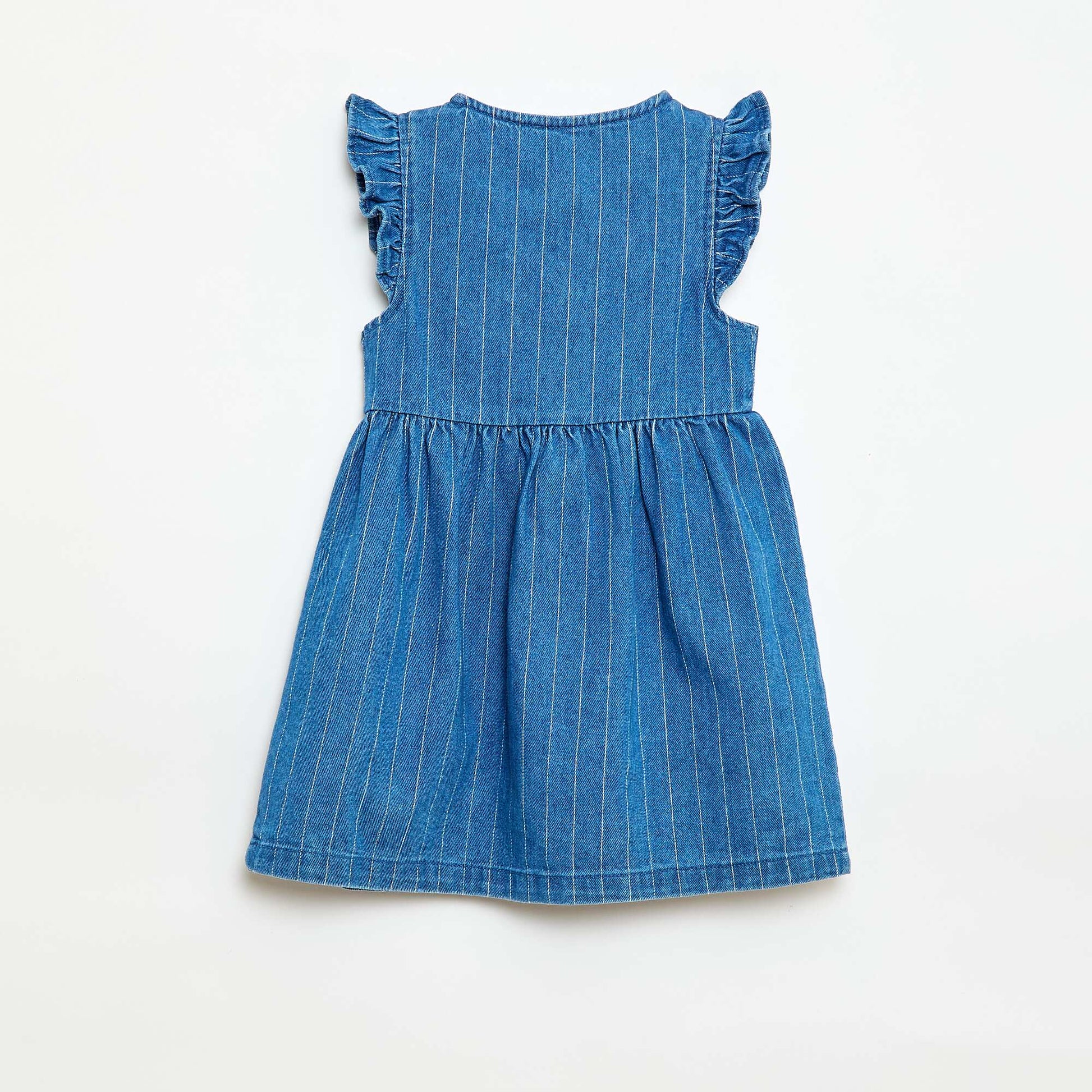 Sleeveless Denim Dress with Decorative Knots BLUE