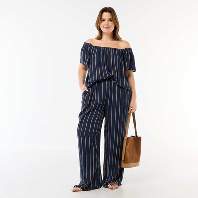 Wide-Leg Crepe Knit Pants BLUE