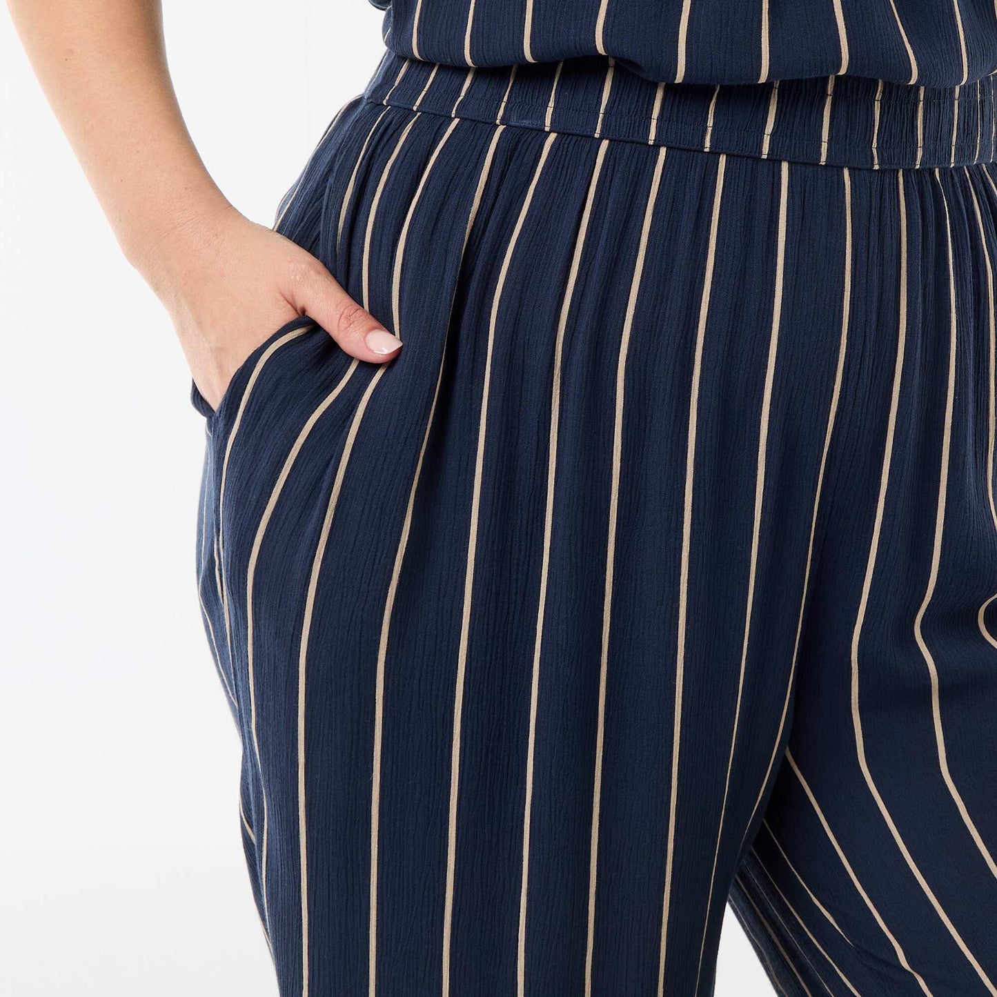 Wide-Leg Crepe Knit Pants BLUE
