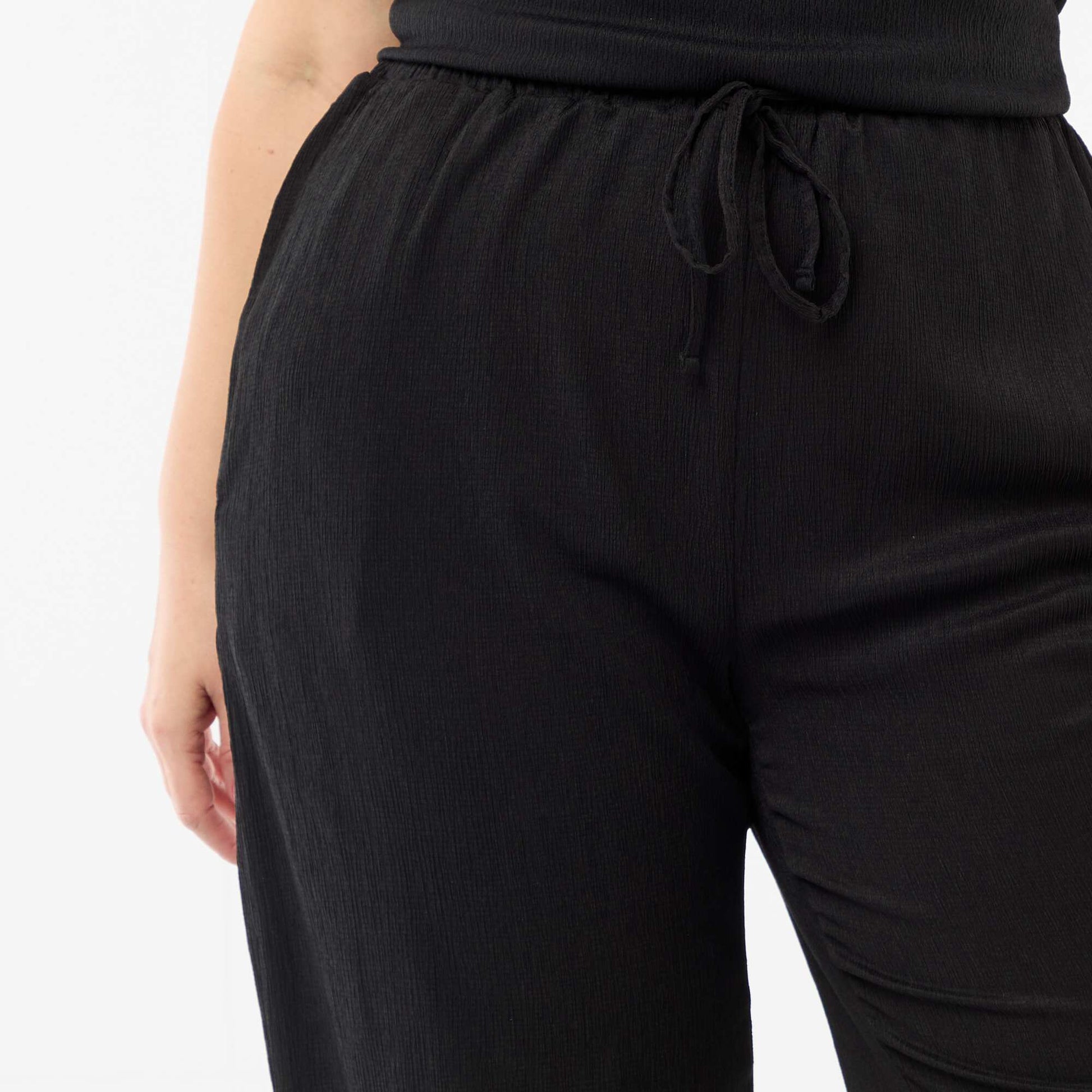 Wide-Leg Crepe Knit Pants BLACK