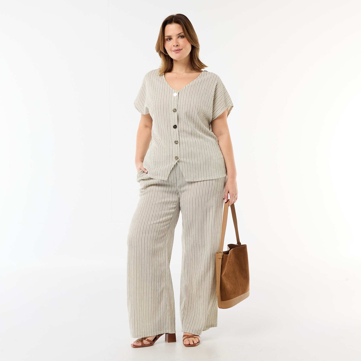 Wide-Leg Crepe Knit Pants WHITE