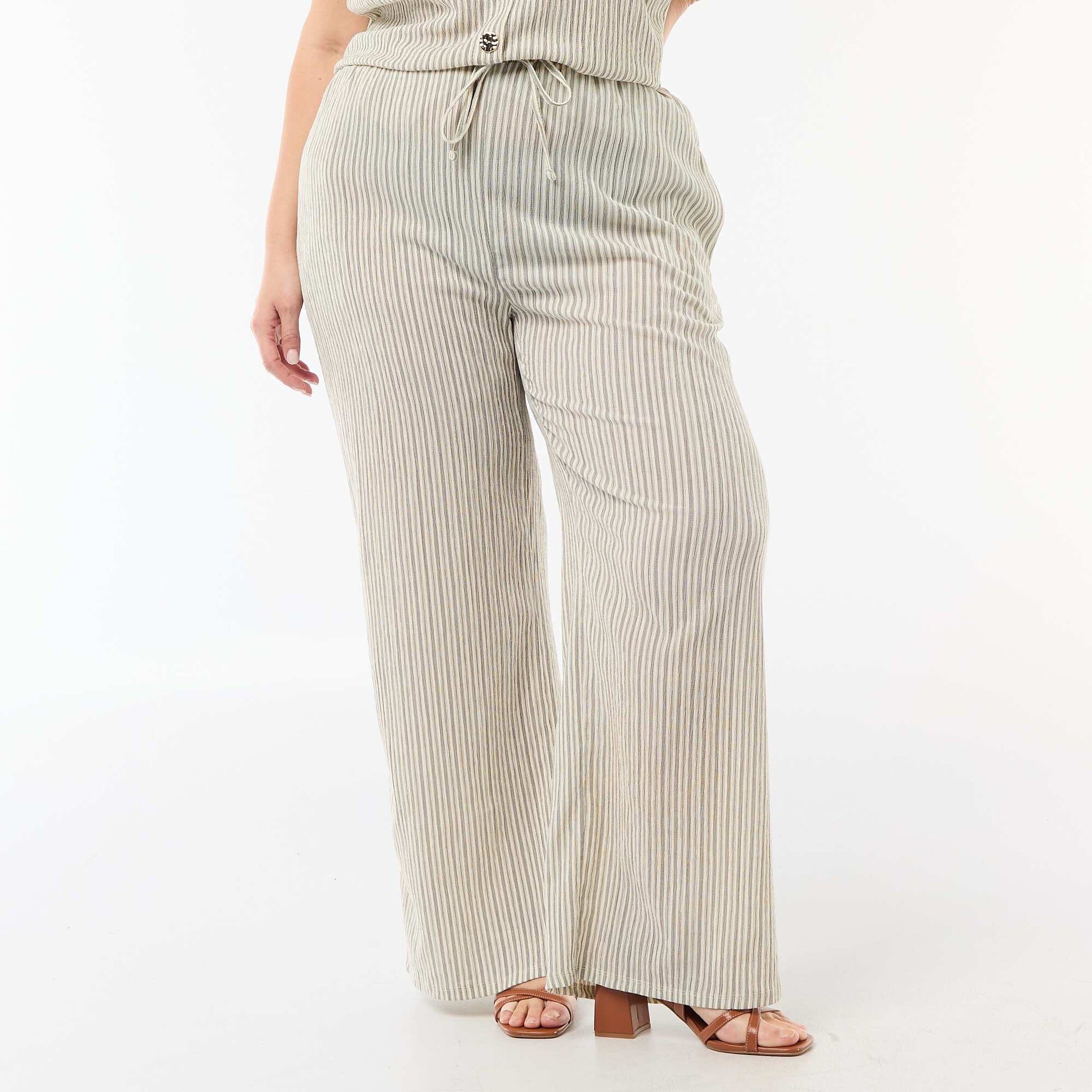Wide-Leg Crepe Knit Pants WHITE