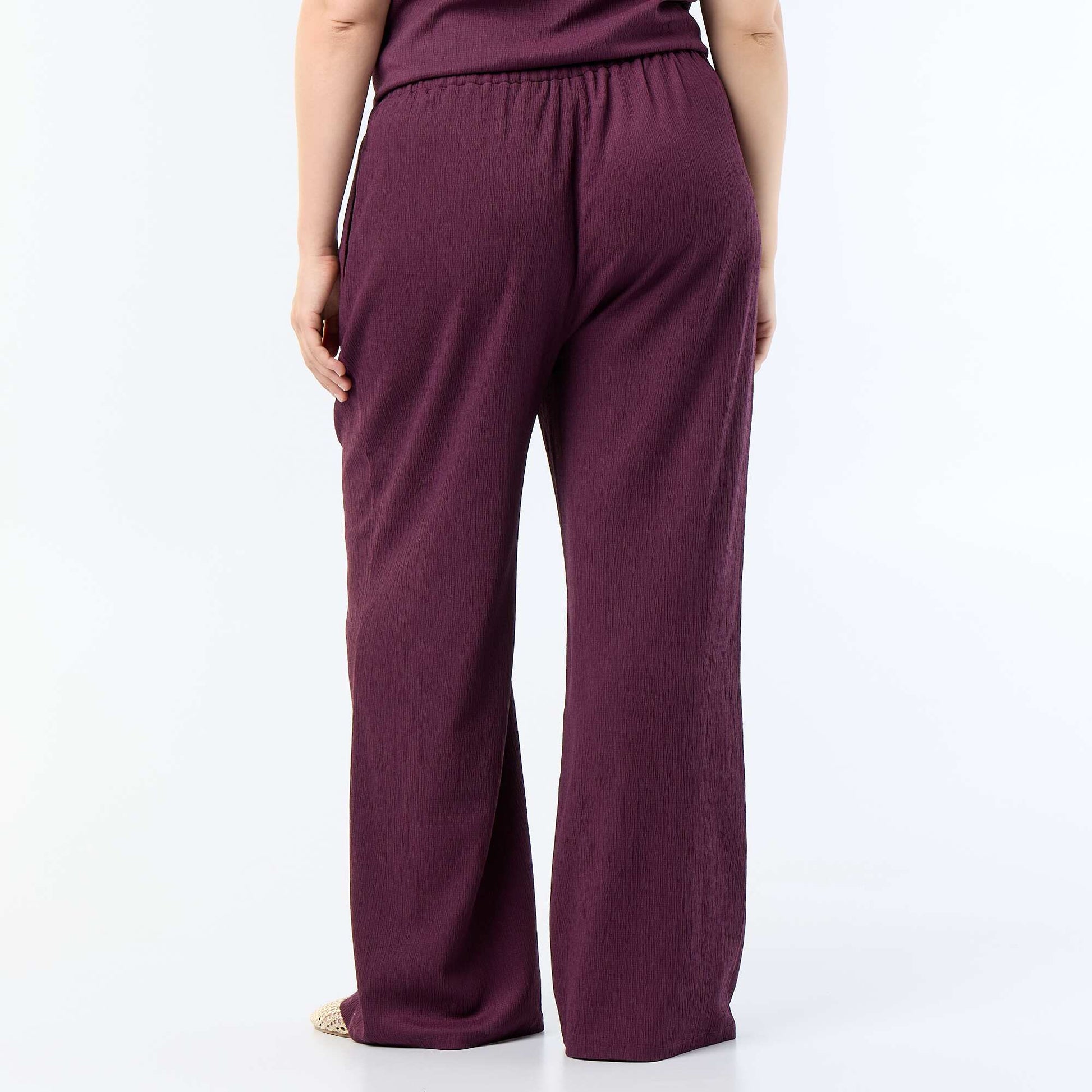 Wide-Leg Crepe Knit Pants PURPLE