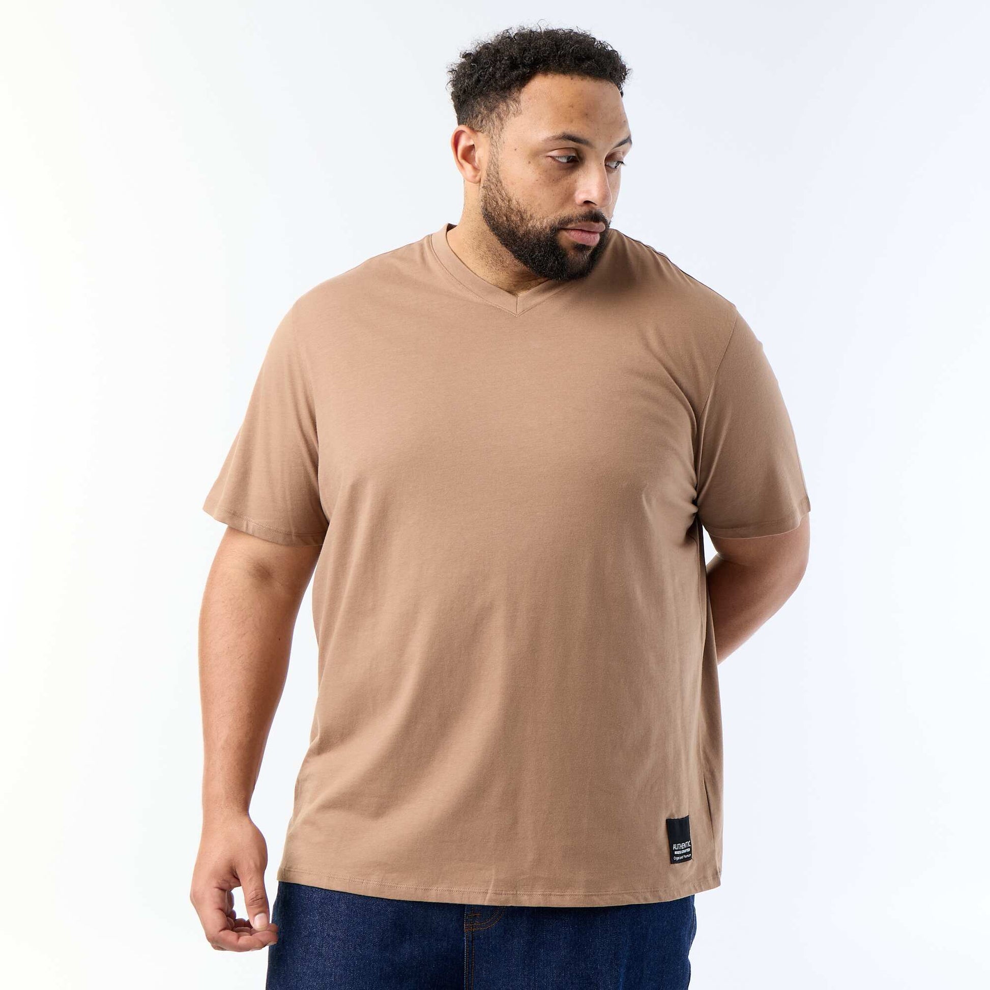 Short-Sleeve Jersey Knit T-Shirt BROWN