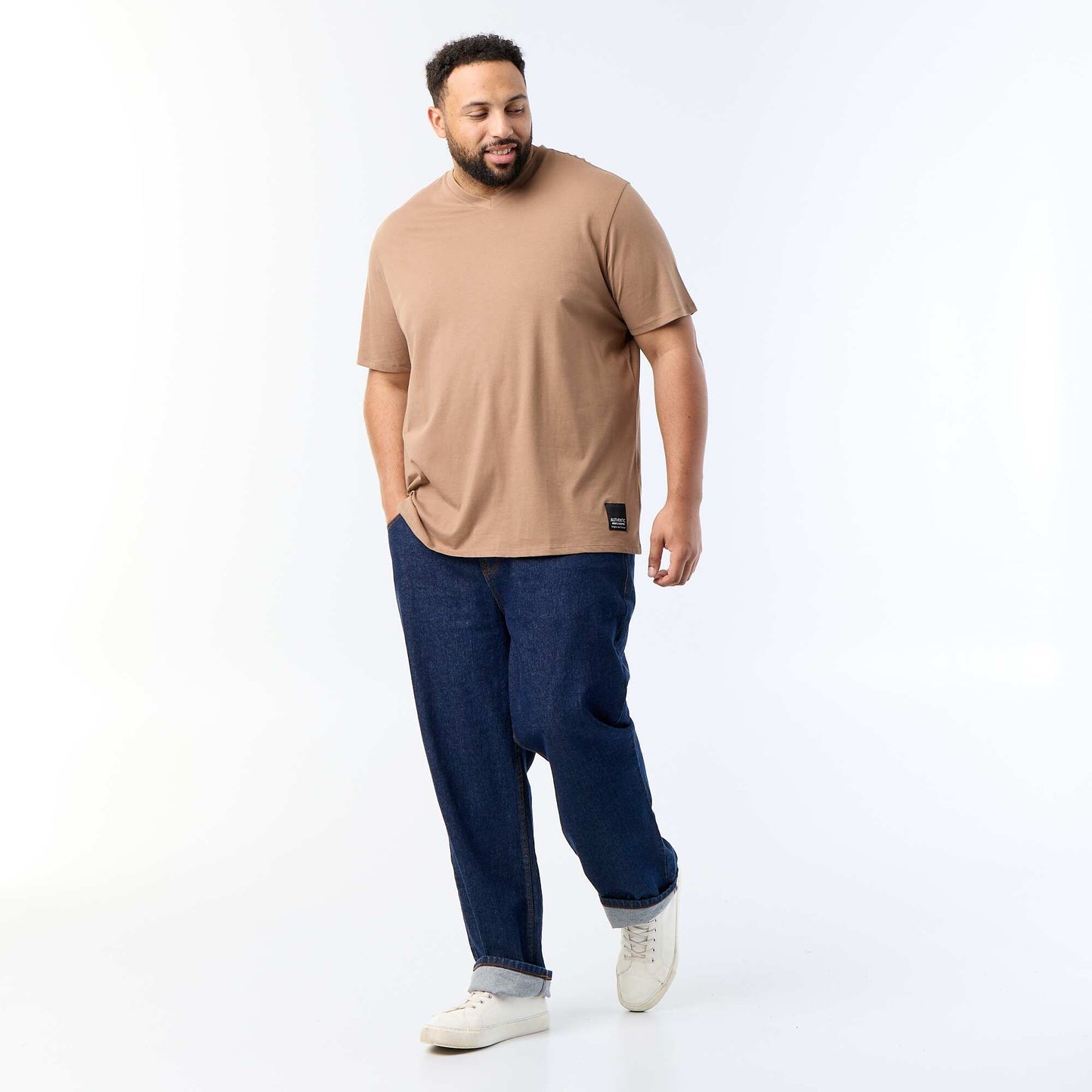 Short-Sleeve Jersey Knit T-Shirt BROWN