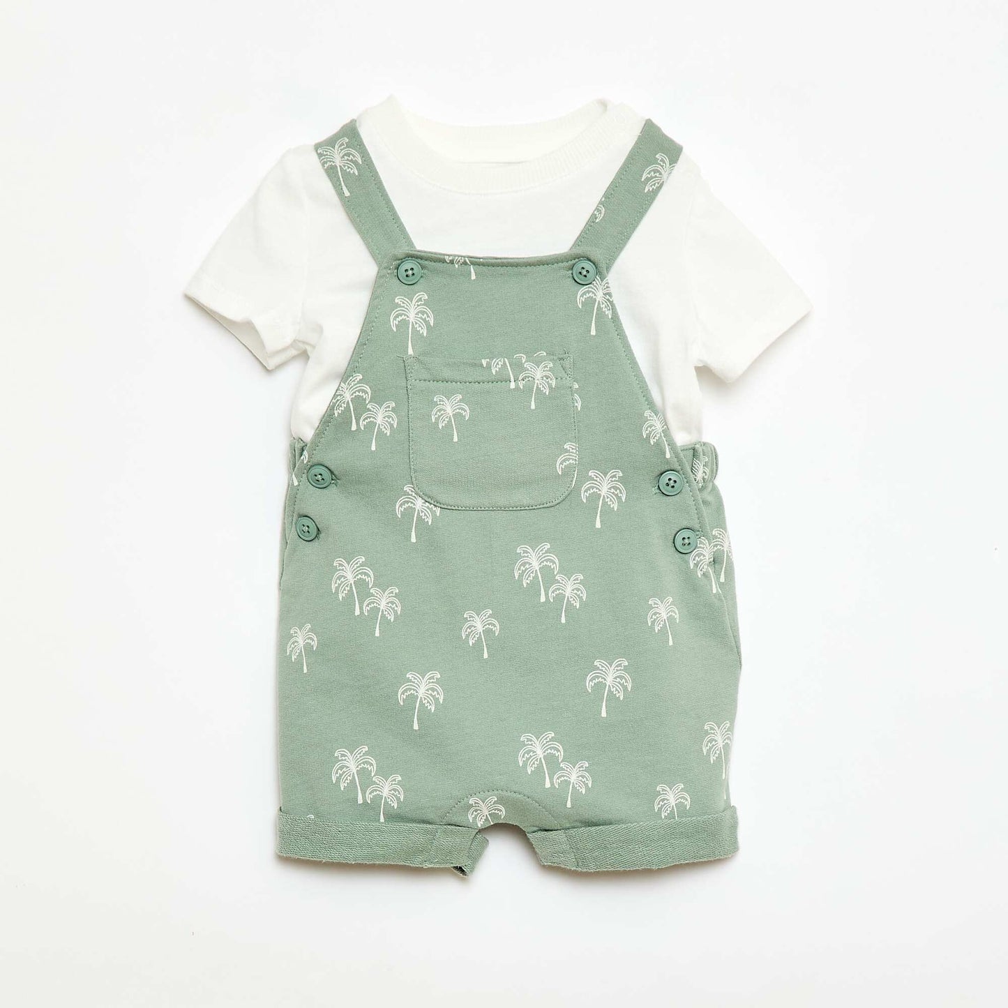 2-Piece T-shirt and Short Overalls Set GREEN