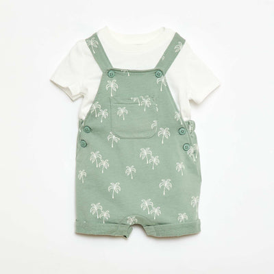 2-Piece T-shirt and Short Overalls Set GREEN