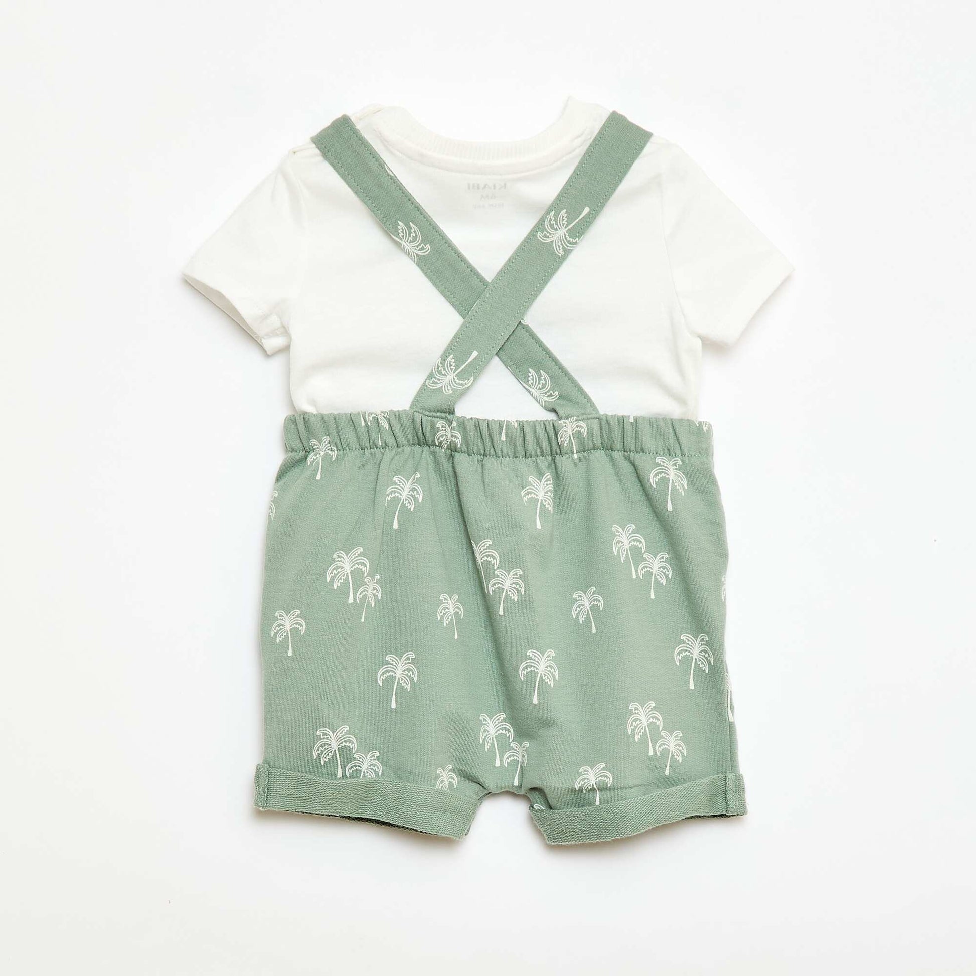 2-Piece T-shirt and Short Overalls Set GREEN