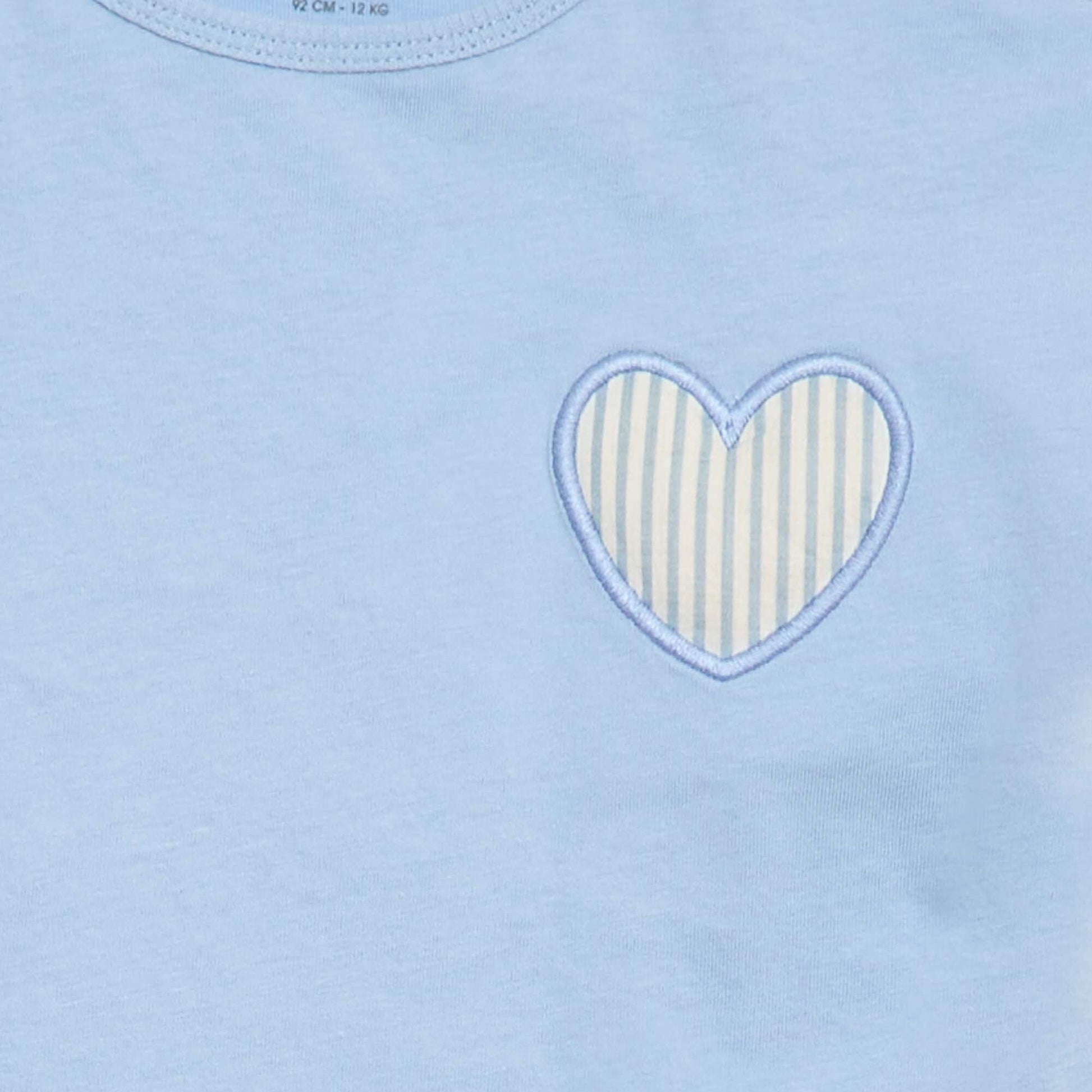 Cotton jersey T-shirt with heart patch BLUE