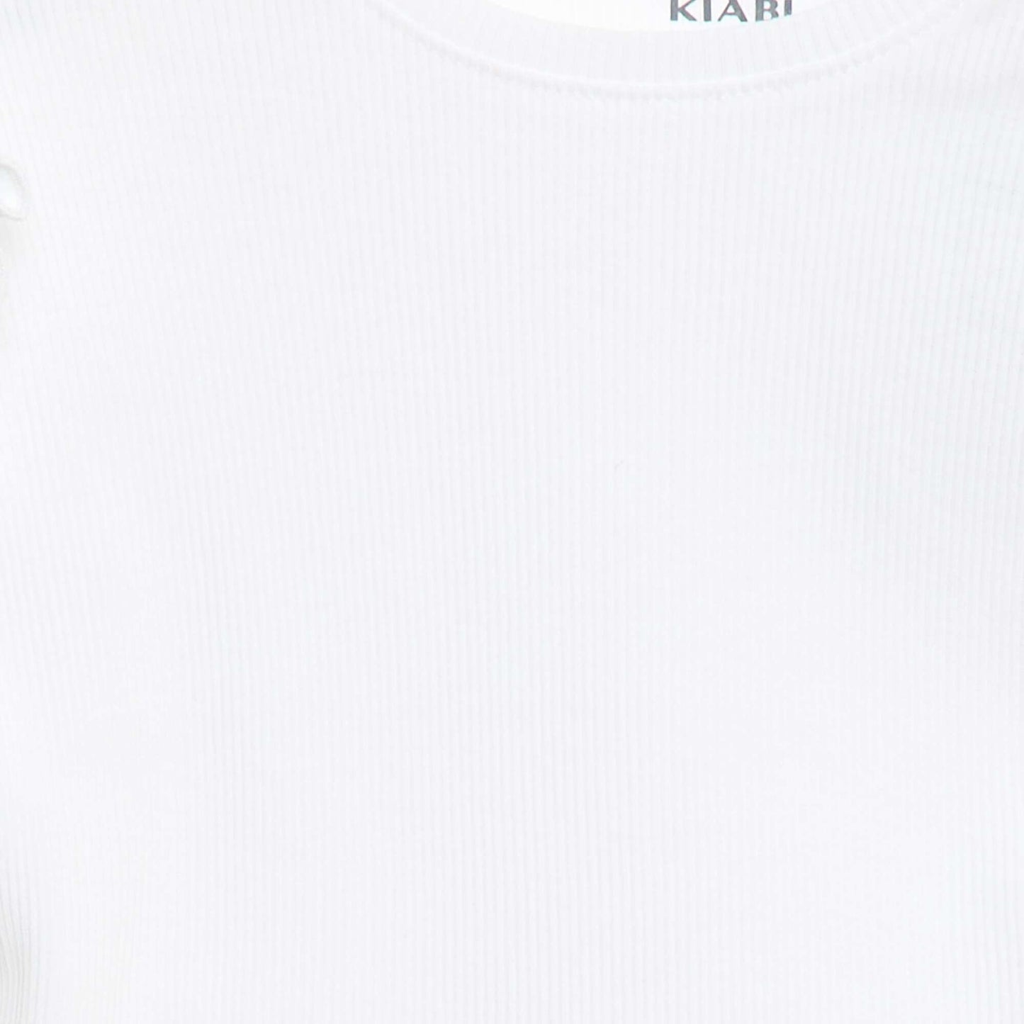 Ribbed T-shirt with Short Flutter Sleeves WHITE