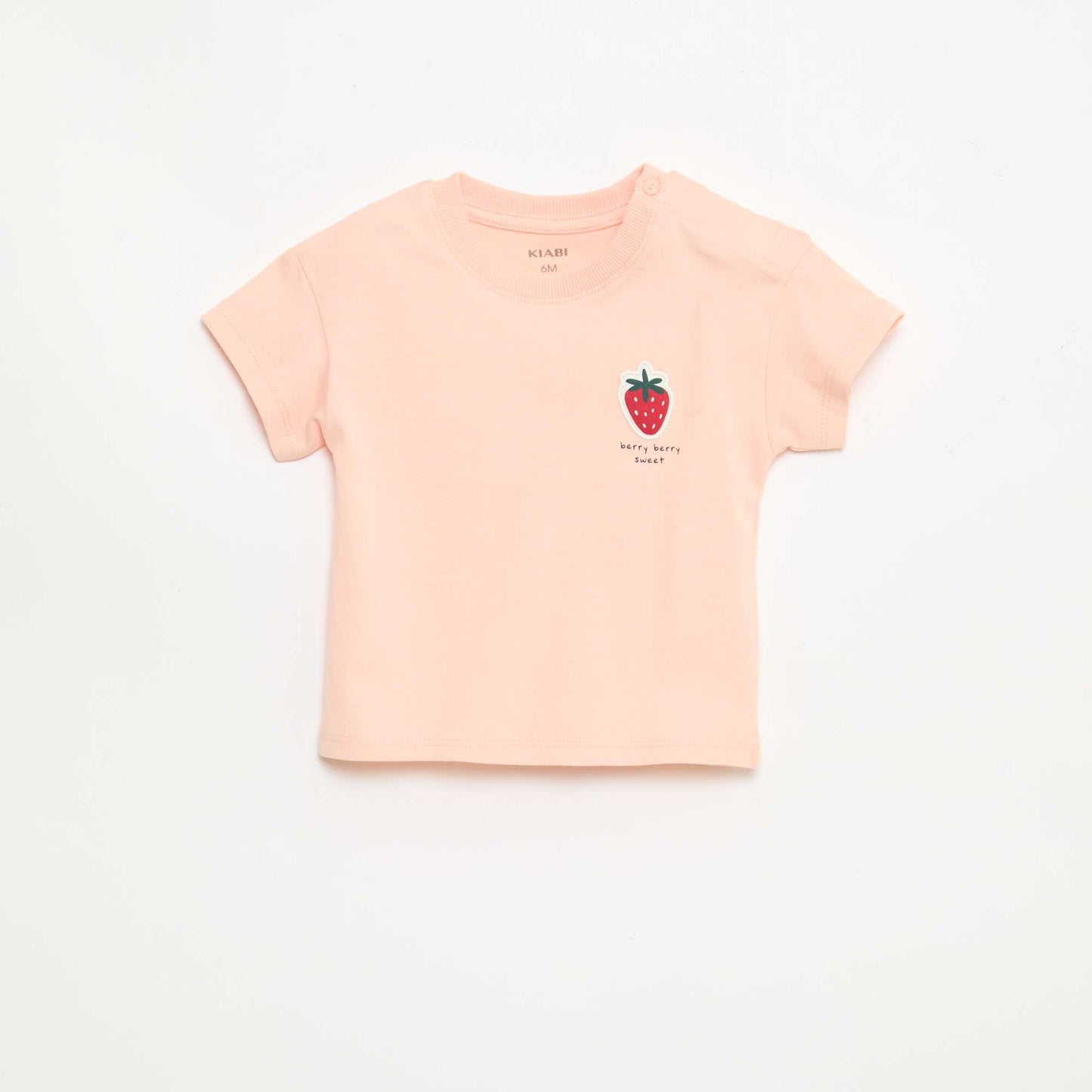Short-sleeved cotton jersey T-shirt with chest patch PINK