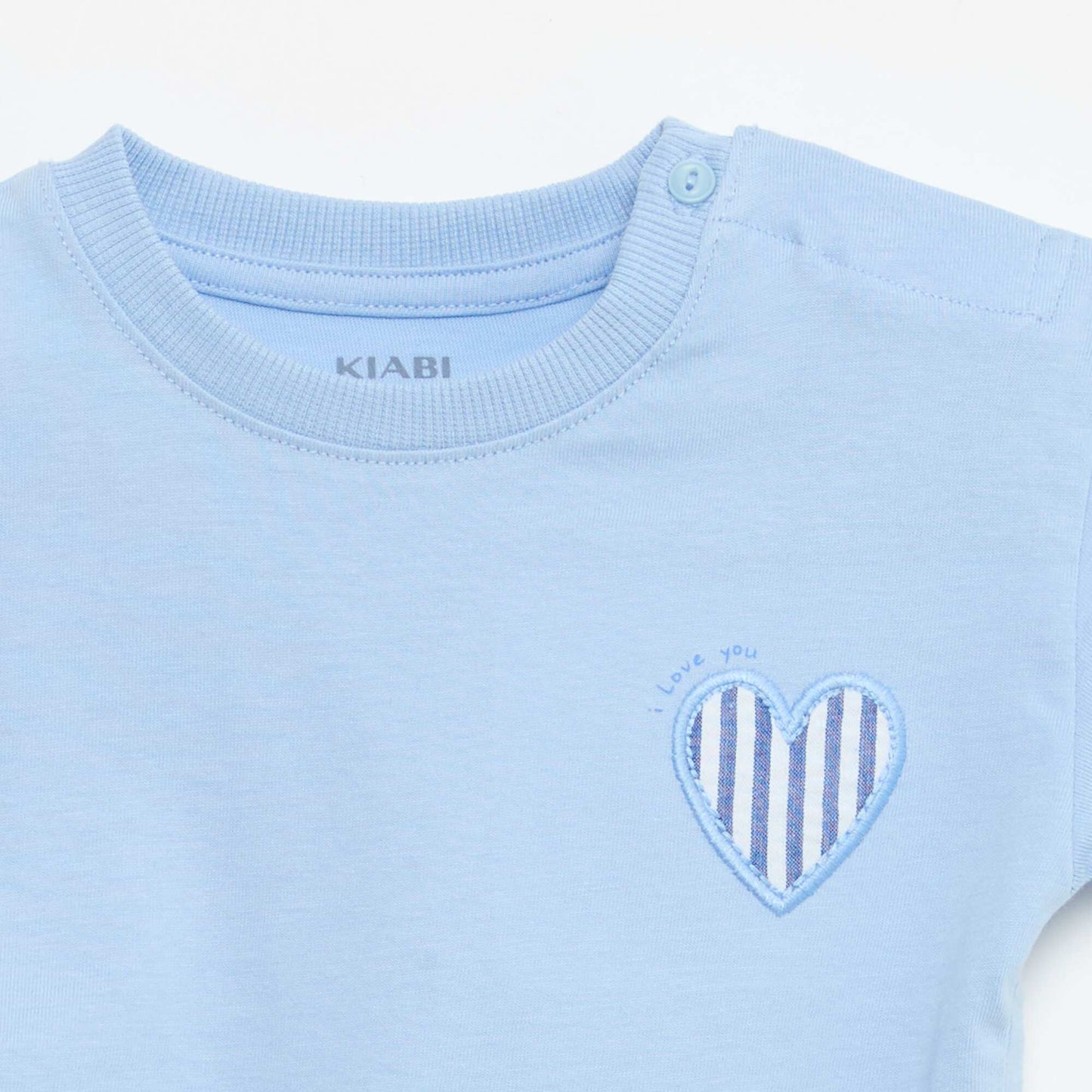 Short-sleeved cotton jersey T-shirt with chest patch BLUE
