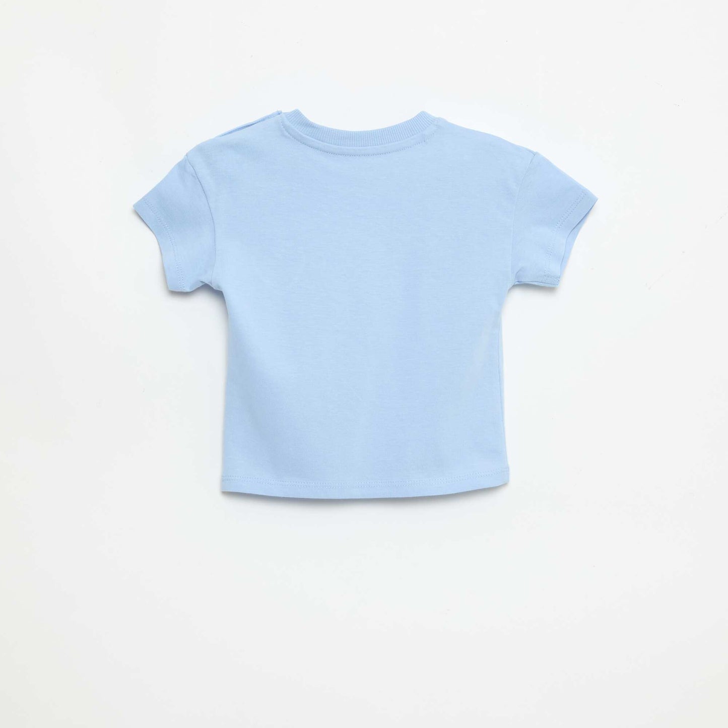 Short-sleeved cotton jersey T-shirt with chest patch BLUE