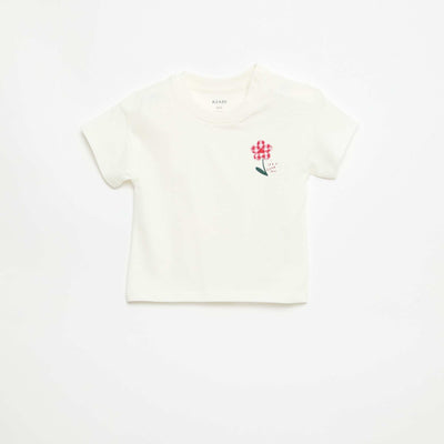 Short-sleeved cotton jersey T-shirt with chest patch RED