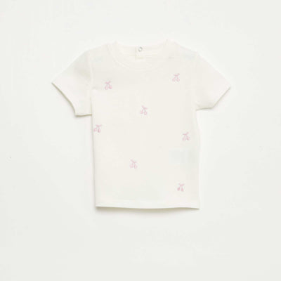 Short-Sleeved T-Shirt with Embroidery WHITE