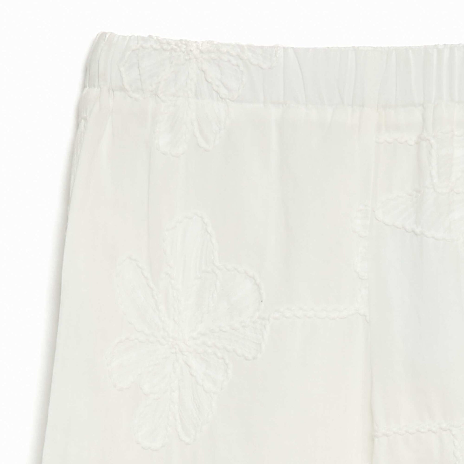 Wide-leg trousers with embroidery WHITE
