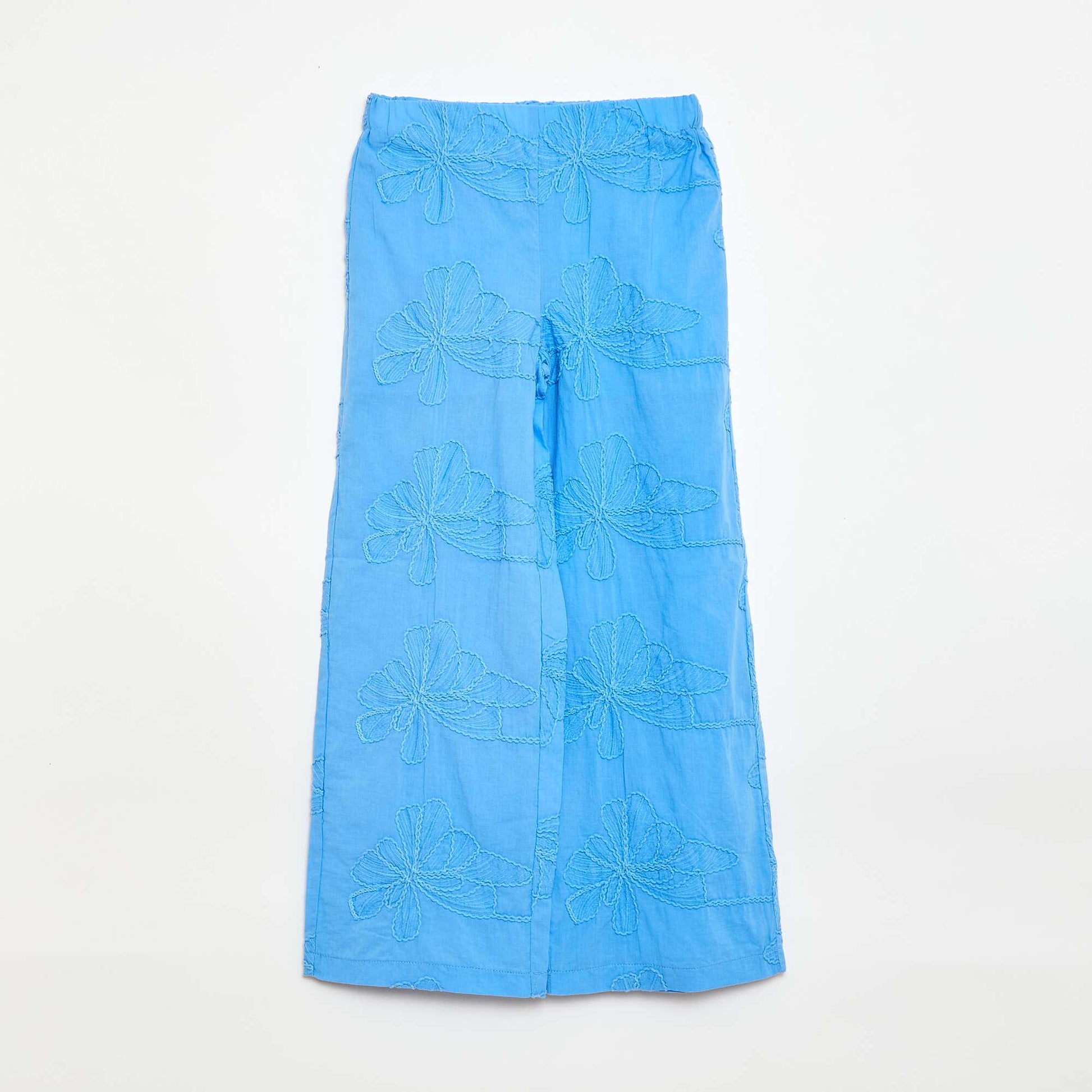 Wide-leg trousers with embroidery BLUE