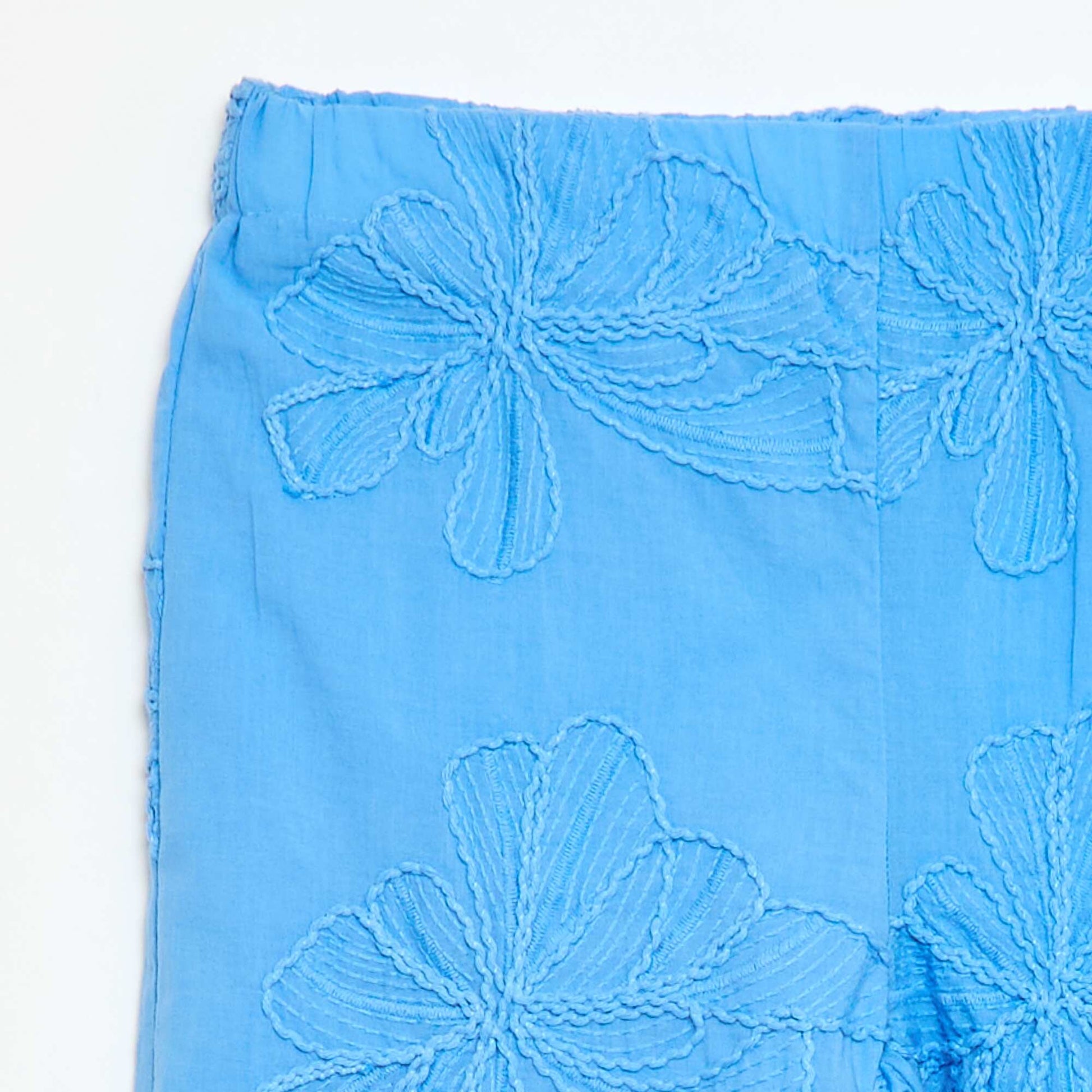 Wide-leg trousers with embroidery BLUE