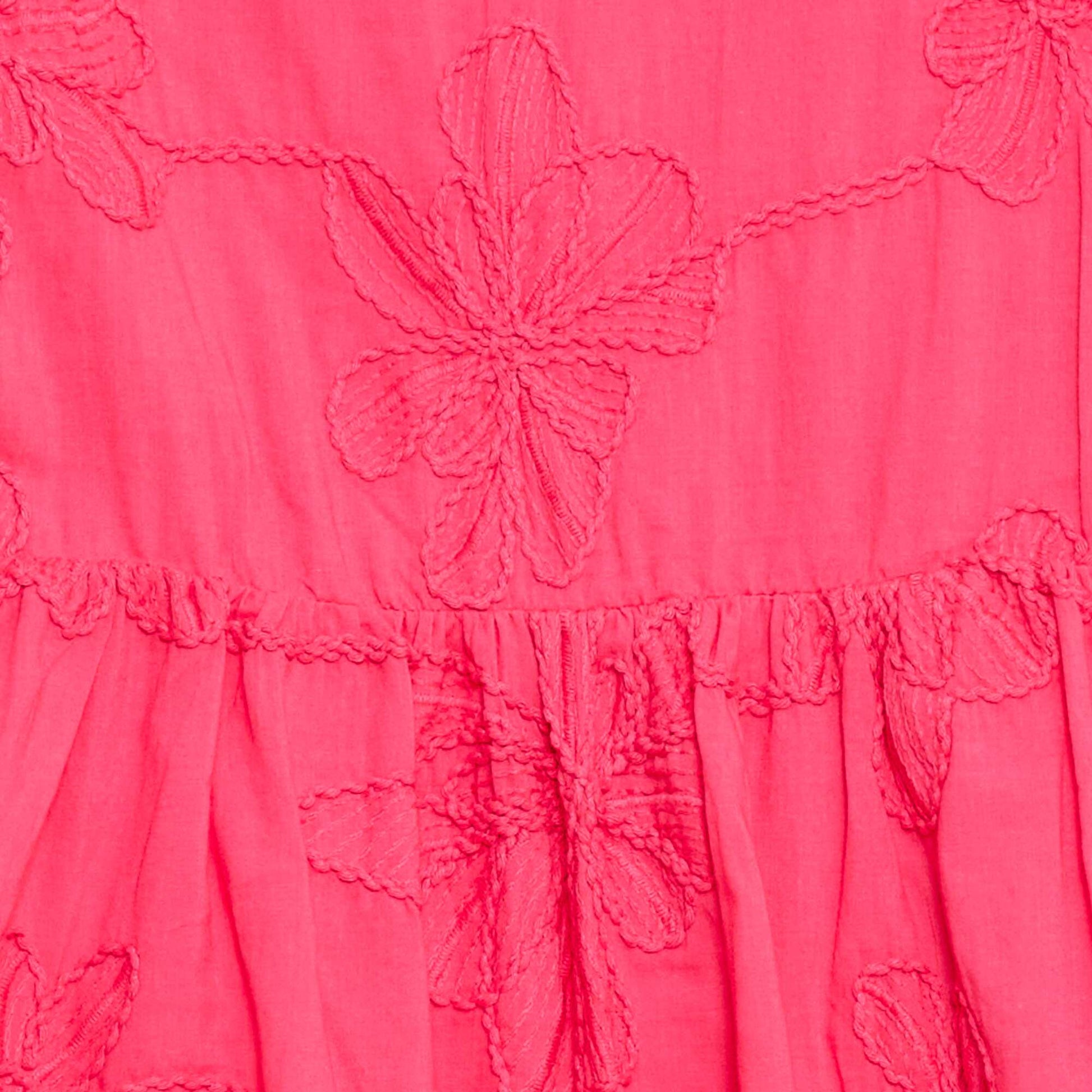 Dress with fanciful floral embroidery PINK