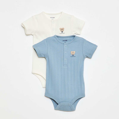 2-Pack Ribbed Knit Bodysuits BLUE