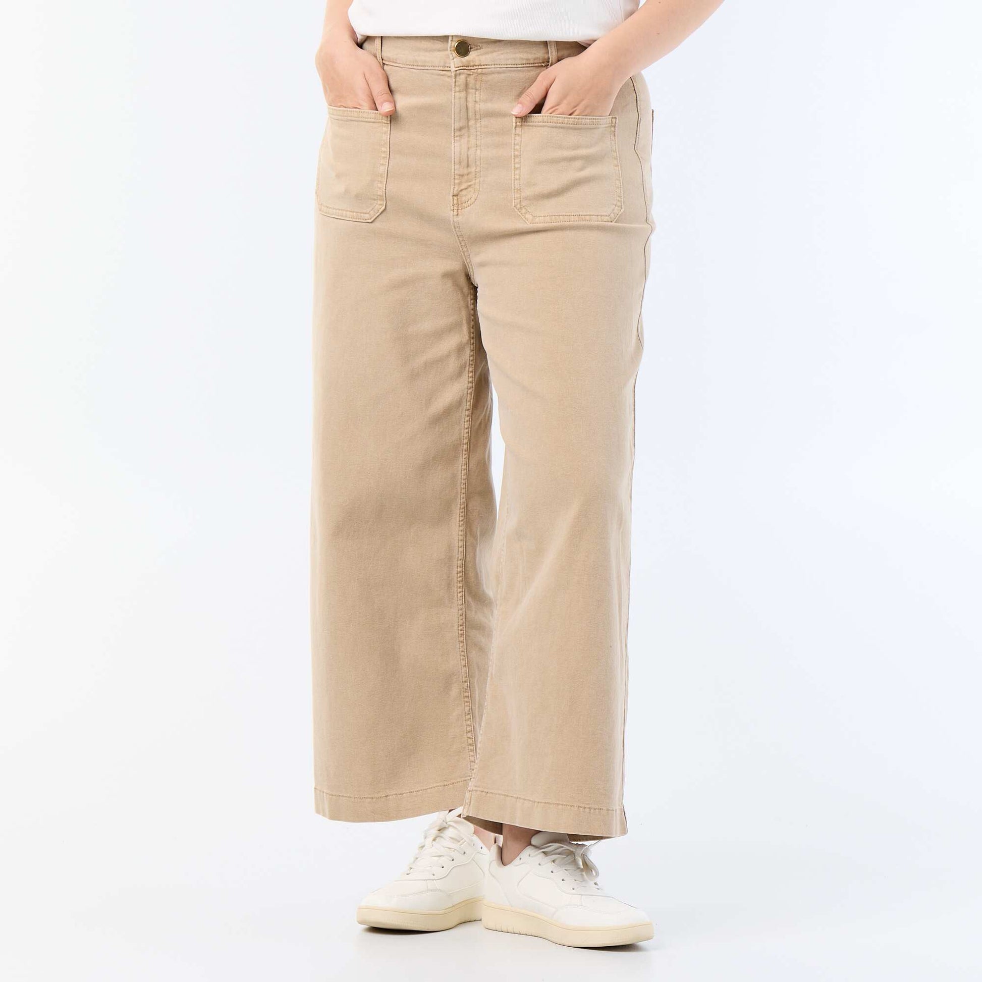 Wide Leg Trousers - Standard Waist BEIGE