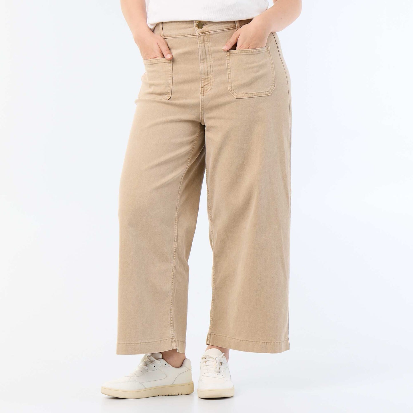 Wide Leg Trousers - Standard Waist BEIGE