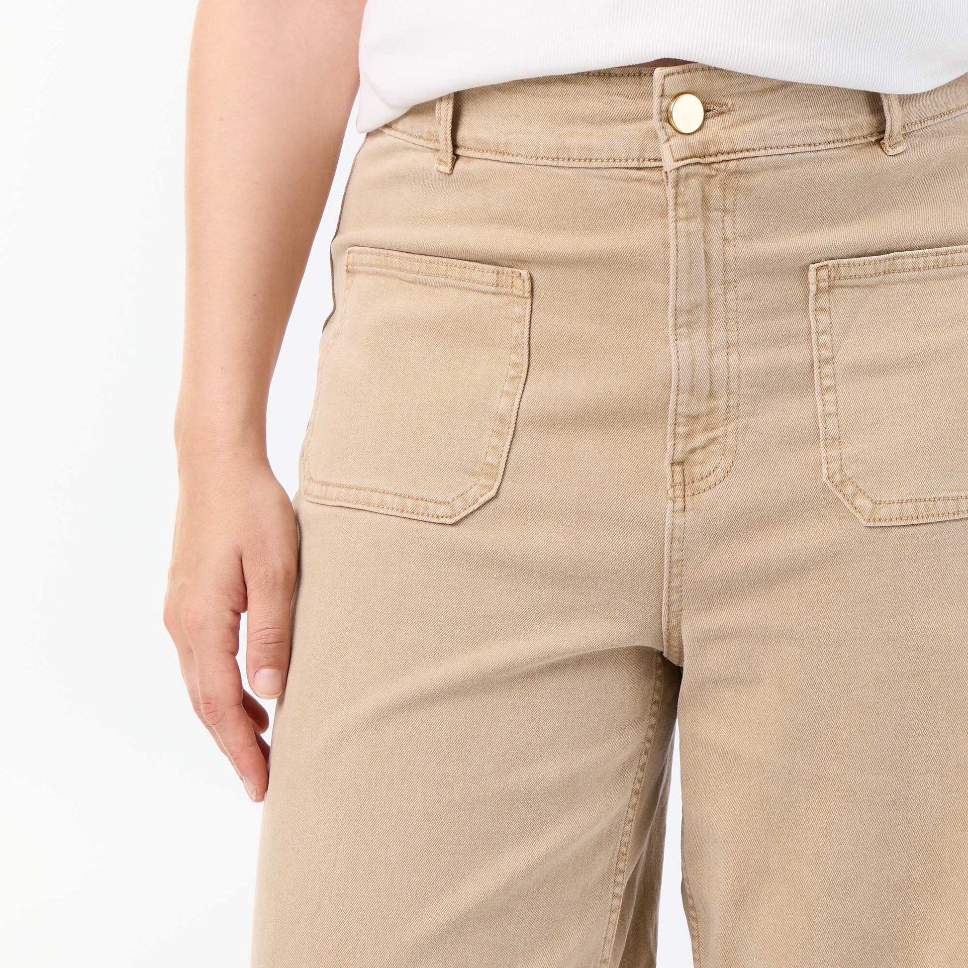 Wide Leg Trousers - Standard Waist BEIGE