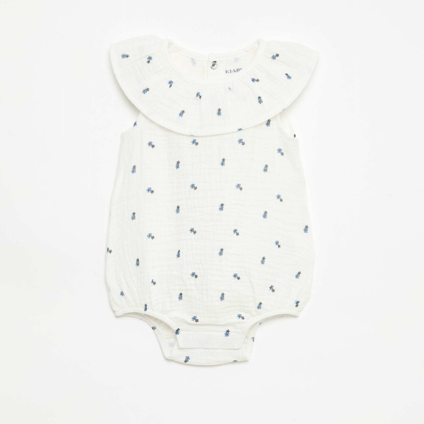 Sleeveless Double Gauze Cotton Romper WHITE
