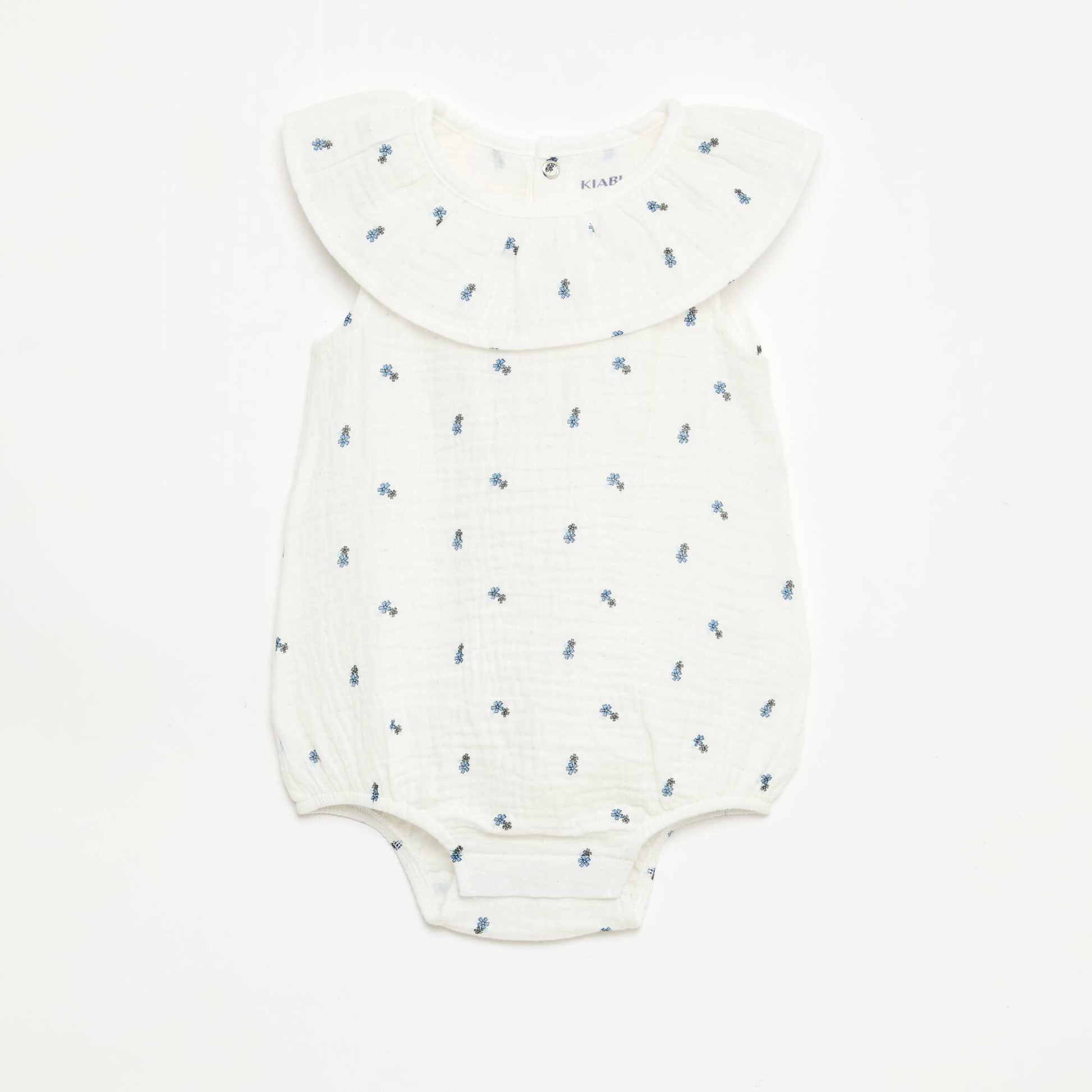 Sleeveless Double Gauze Cotton Romper WHITE