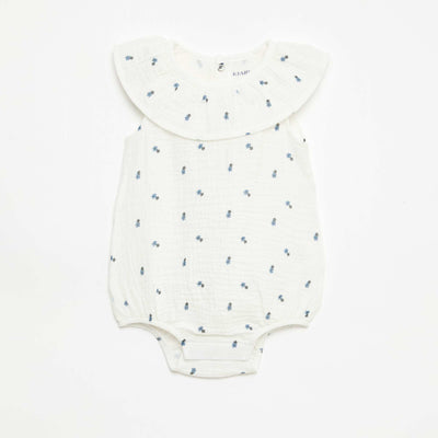 Sleeveless Double Gauze Cotton Romper WHITE