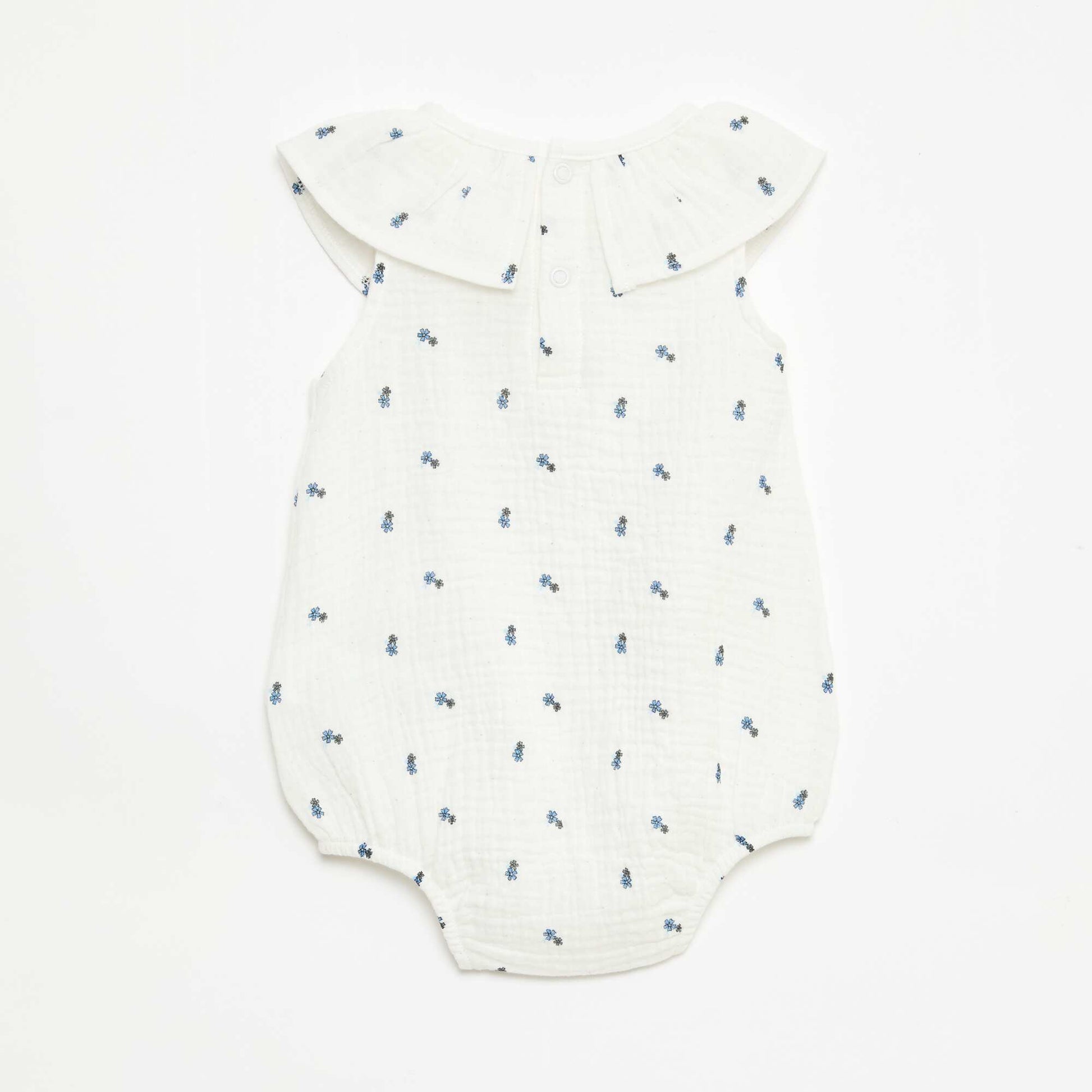 Sleeveless Double Gauze Cotton Romper WHITE