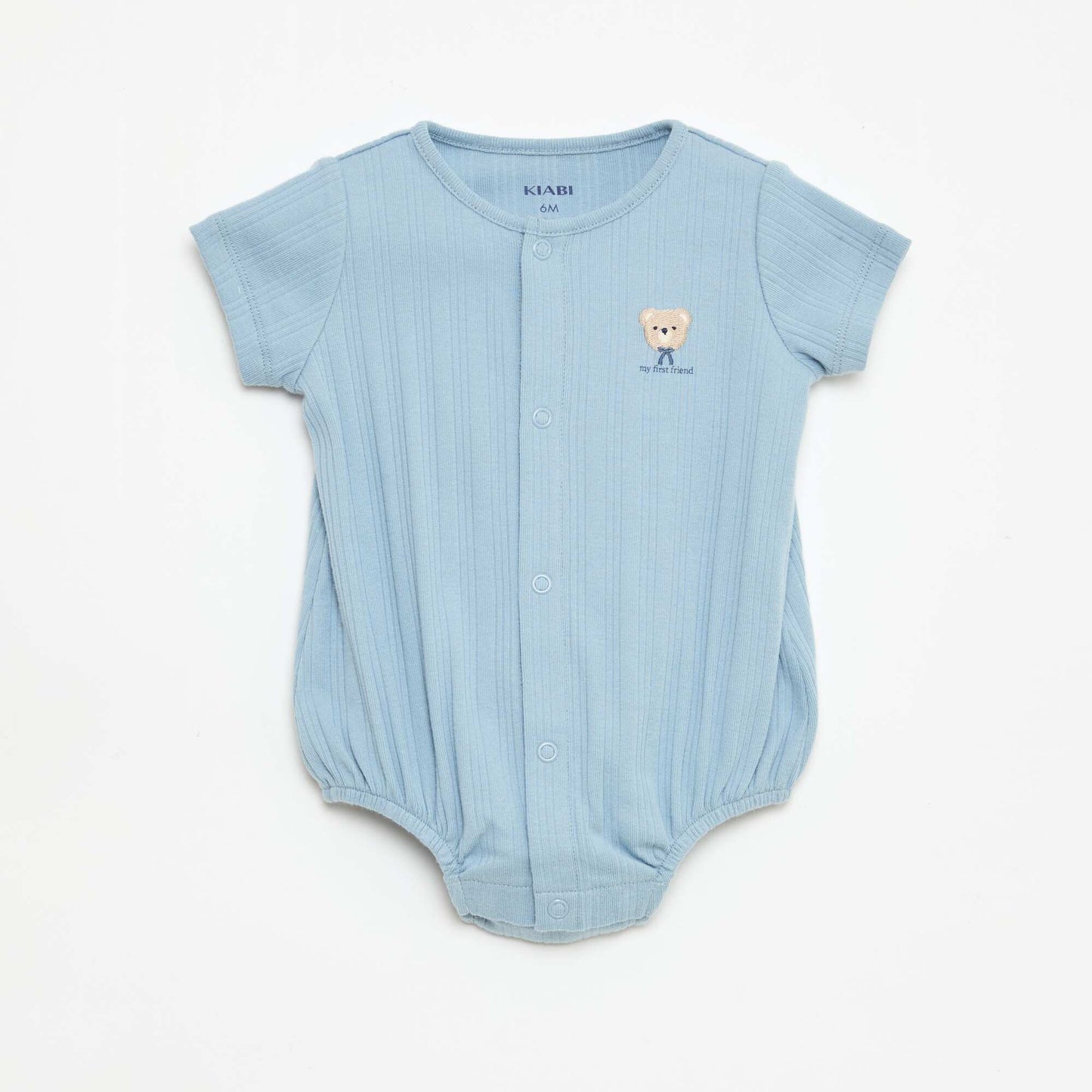 Sleeveless plain romper with round neck BLUE