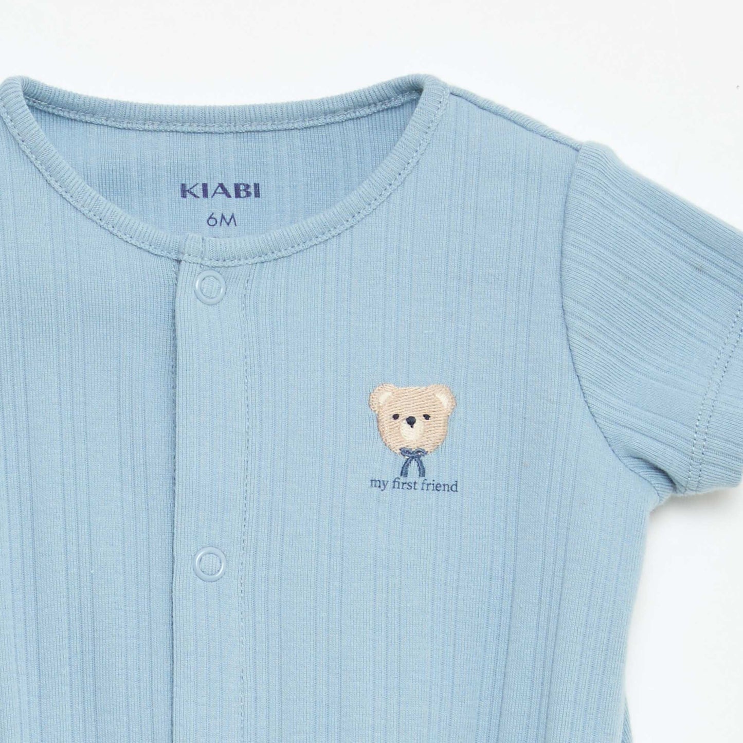 Sleeveless plain romper with round neck BLUE