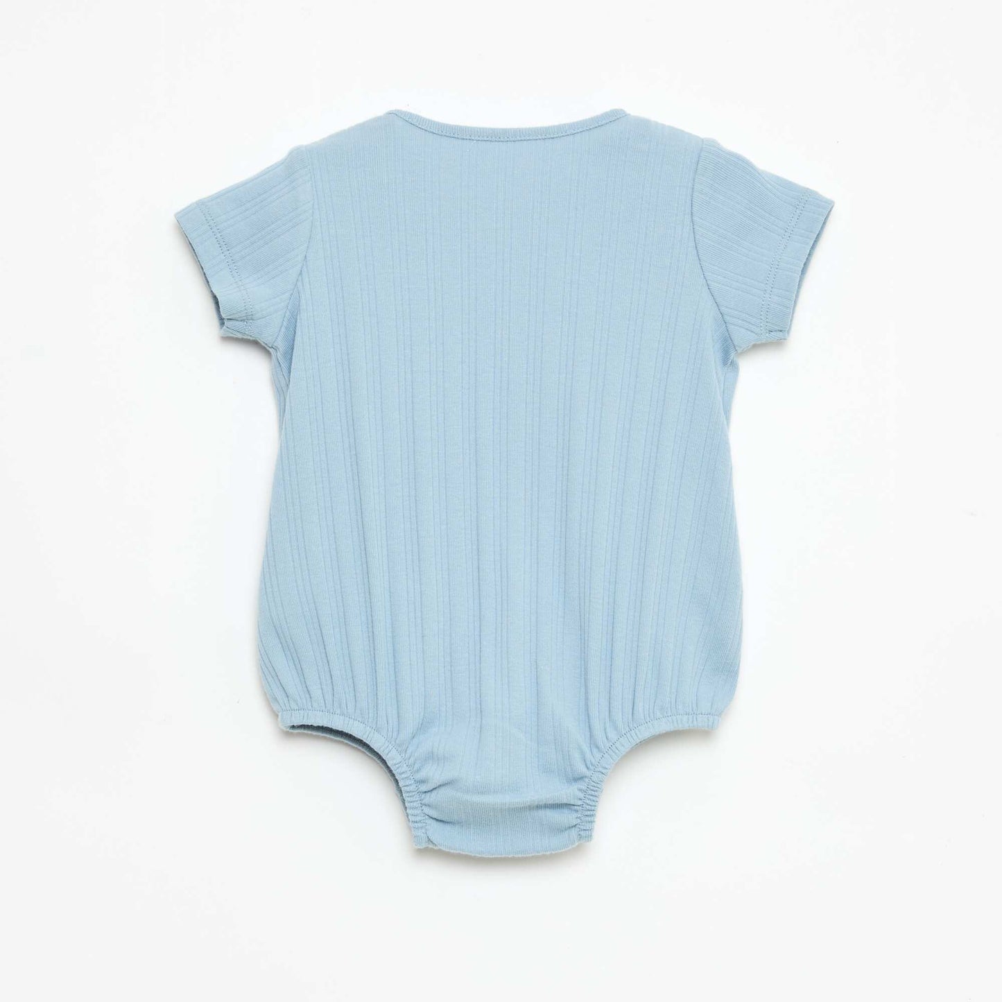 Sleeveless plain romper with round neck BLUE